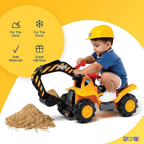 Miniatura 2 de Play22 - Tractores de juguete para niños en excavadora  Sonidos musicales de tractor incluye casco con carriles  Montar en el tractor juego de