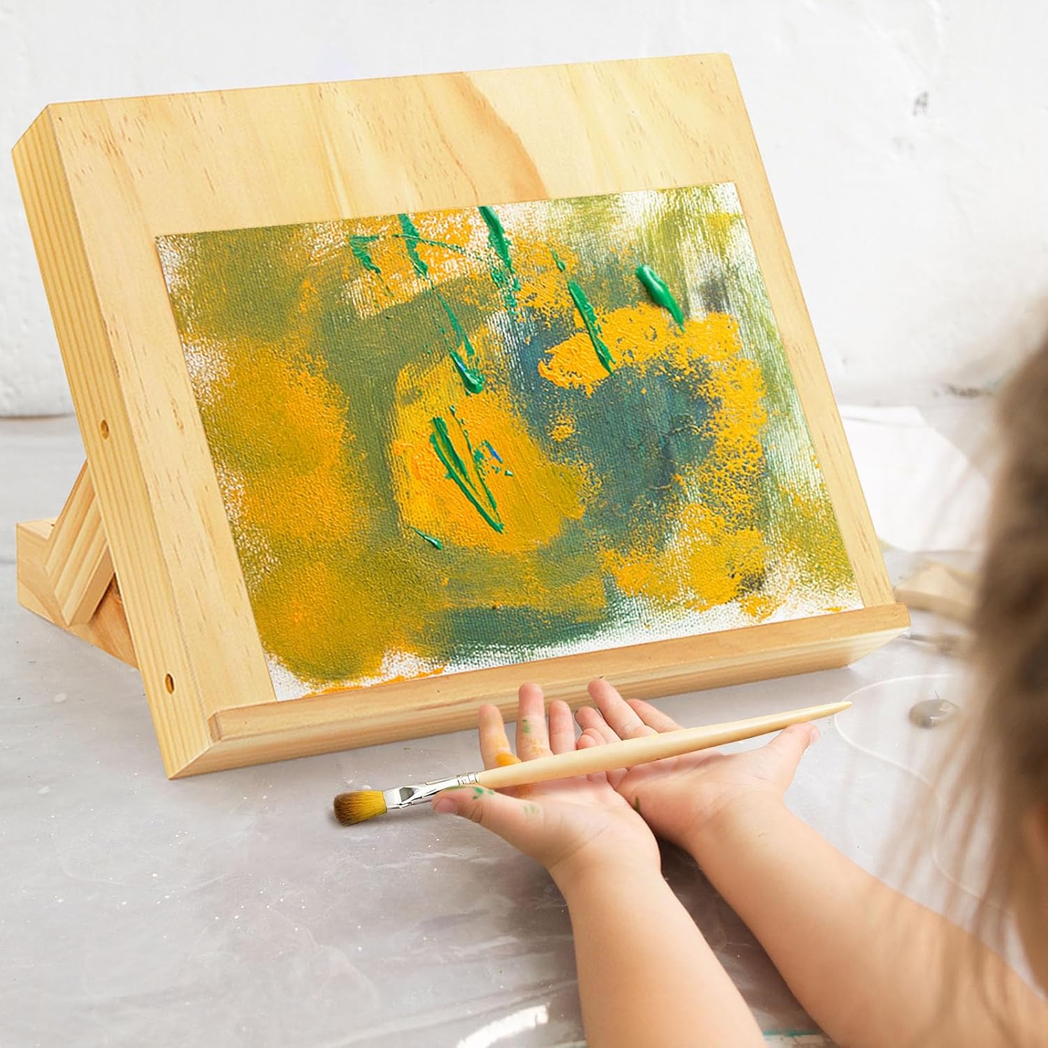 DEAYOU 2 Pack Tabletop Easel for Painting, Adjustable Wooden Art Easel Stand, Portable Drawing and Sketching Board for Canvas, Book, Artwork, Drafting, Children, Student, Artist, Beginner, 13.8"x11.4"