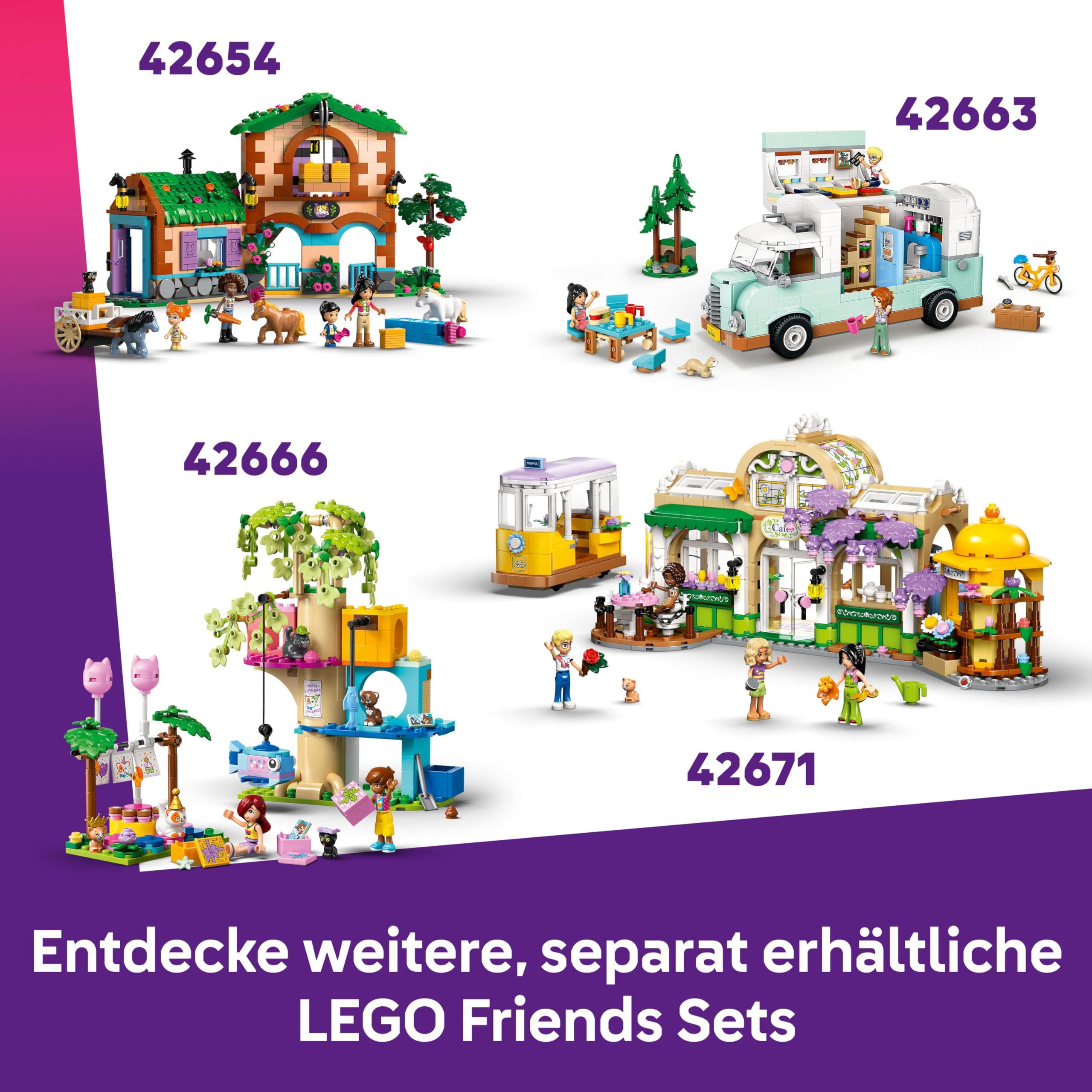 LEGO Friends Familienurlaub im Strandresort - Spielzeug mit 6 Mini-Puppen, Schildkröten- und Delfinfiguren, Eisdiele und Zubehör - Kinder Geschenk für Mädchen ab 8 Jahren - 42673