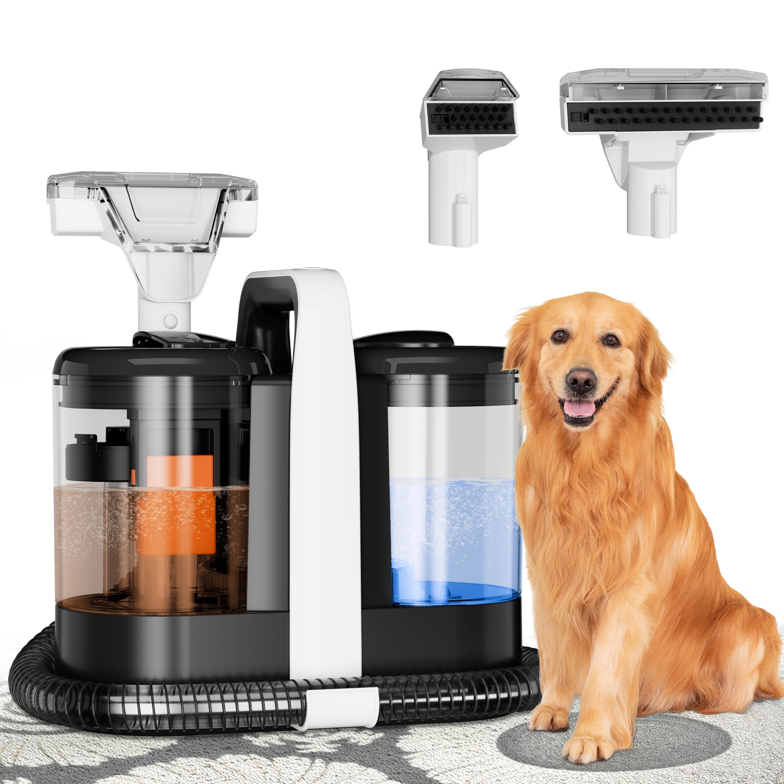 Saerke Portable Carpet Cleaner Machine, 11Kpa Suction Upholstery Deep Cleaner, Perfect for Pets, Carpet, Area Rugs, Couches, Upholstery, Cars & More. W07 Model, Black