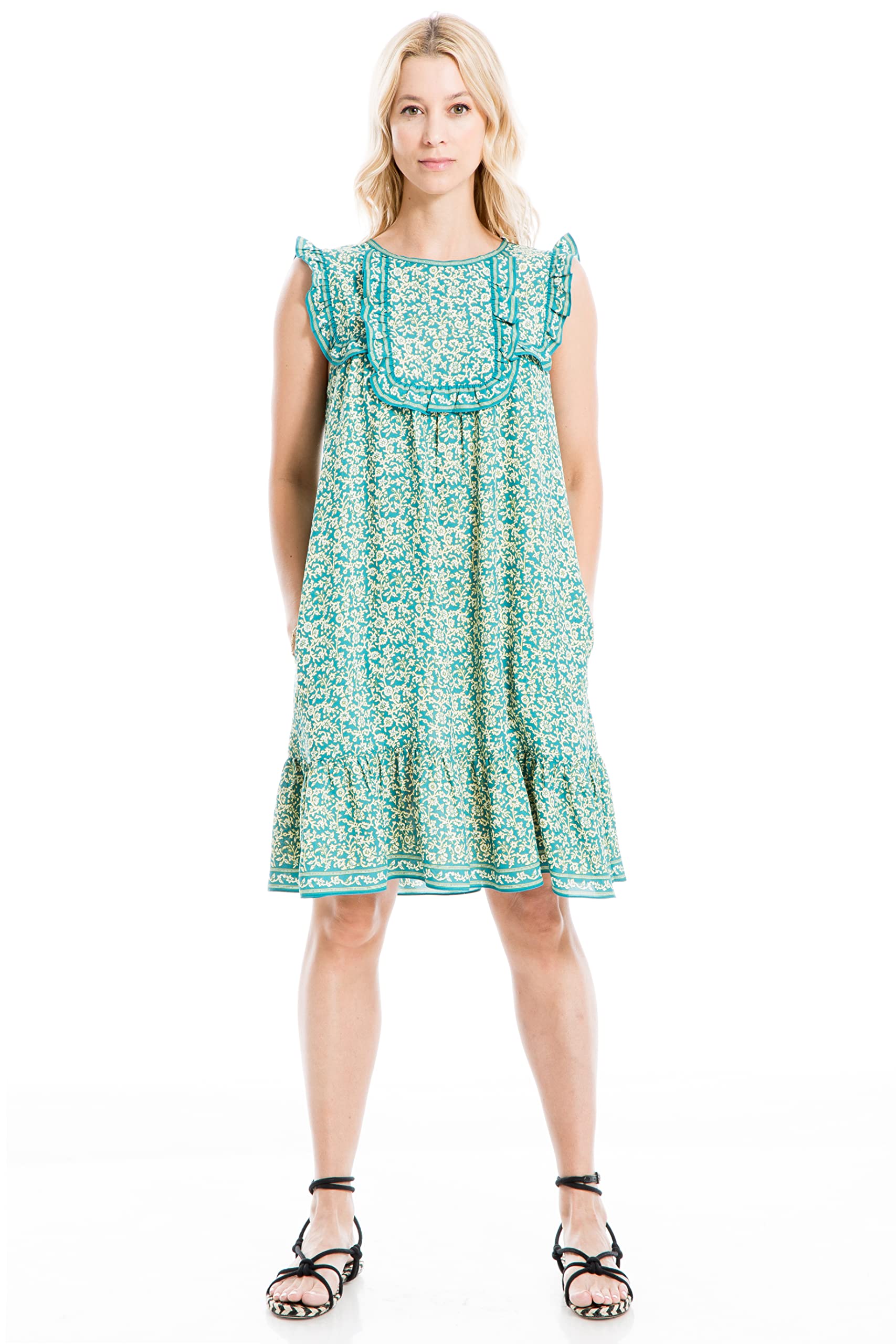 Max Studio womens Sleeveless Printed Ruffle Dress Dress