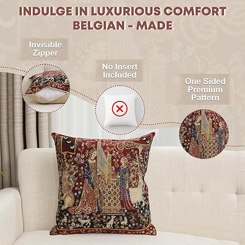 Miniatura 2 de Charlotte Home Furnishings - Funda de almohada para sofá de 16 x 16 pulgadas, funda de almohada decorativa roja para dama y unicornio, tapiz