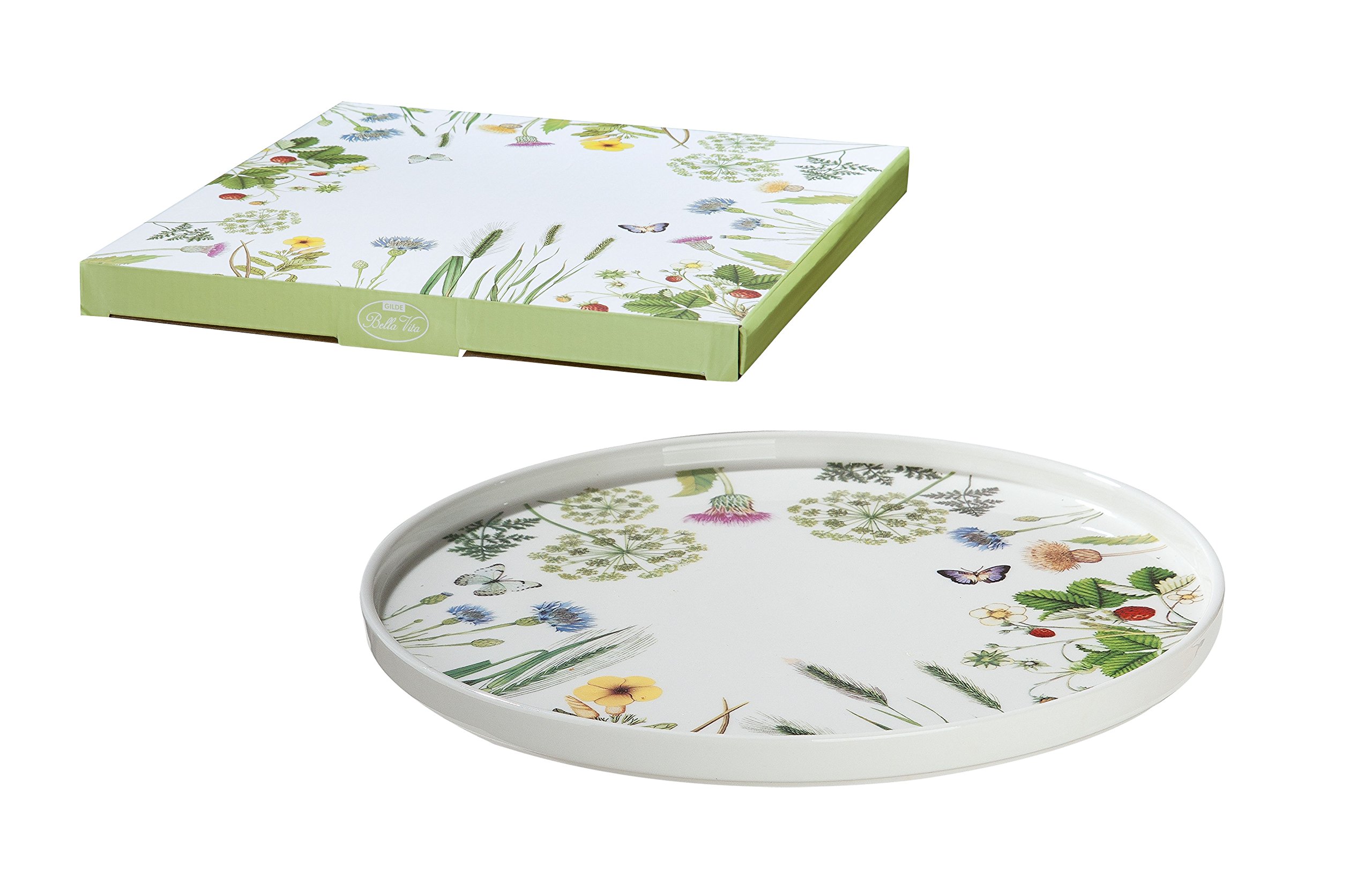 Assiette à Gâteau En Porcelaine Gilde Bella Vita - Motif Fleurs Et Papillons, Diamètre 19.2 Cm