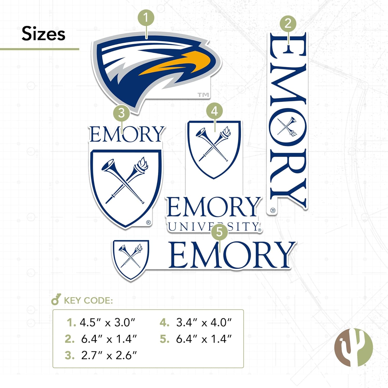 Desert Cactus Emory University Sticker Eagles Vinyl Decals Laptop Water Bottle Car Scrapbook T2 (Type 2-2) - Image 3
