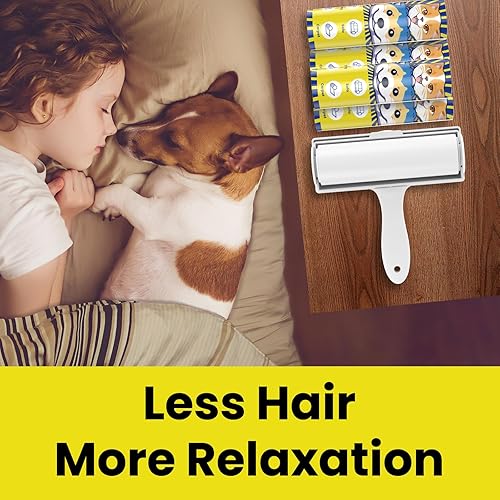 Miniatura 5 de Rodillo de pelusa extra adhesivo para sofá y cama, removedor de pelo de mascotas de 6.3 in para pelo de gato, pelo de perro y alfombra, 1 rodillo +