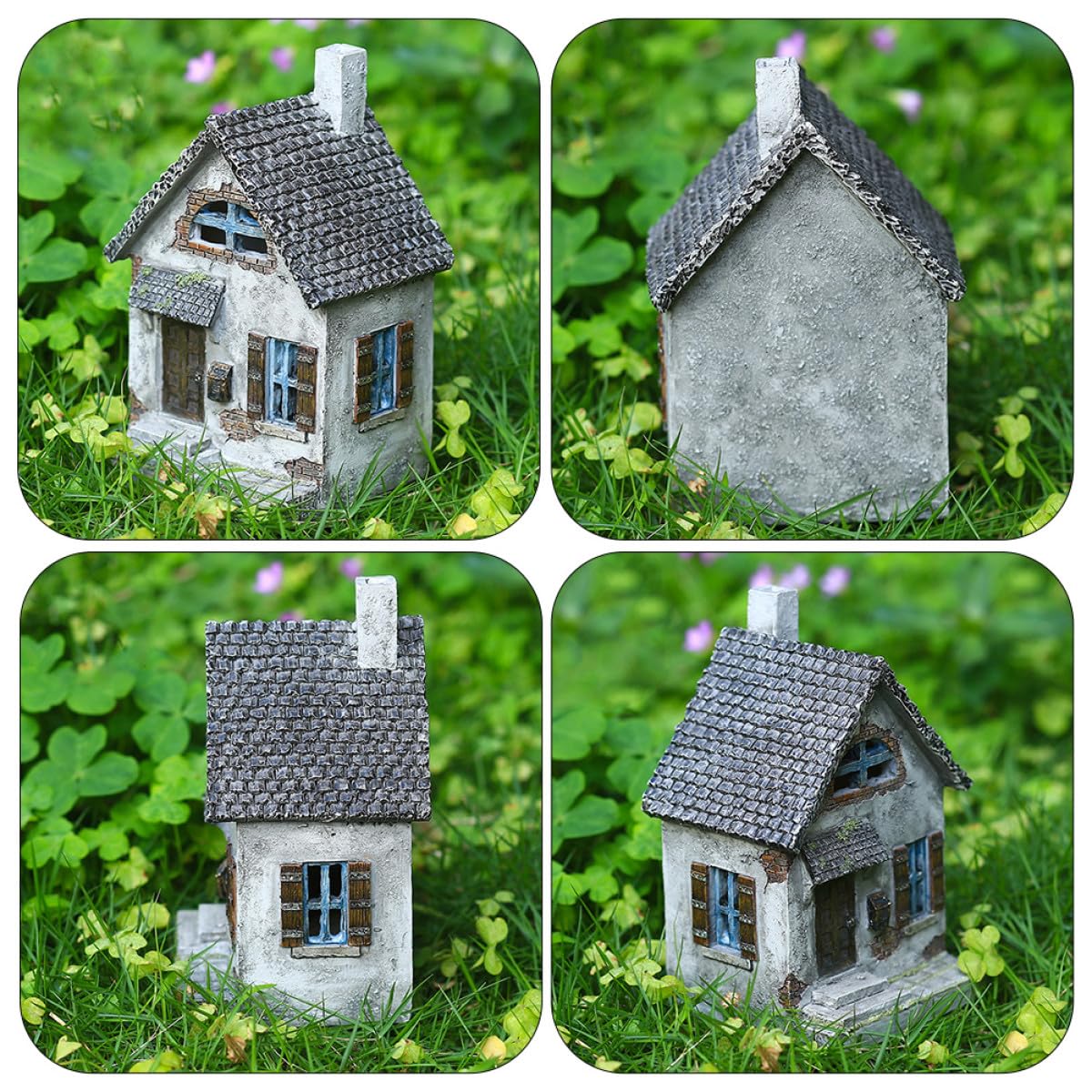 Artibetter Decorazione da Giardino per Balcone e Giardino Ornamento Unico Realistica a Forma di Casa in Resina Miniatura per Paesaggi Esterni Esterni
