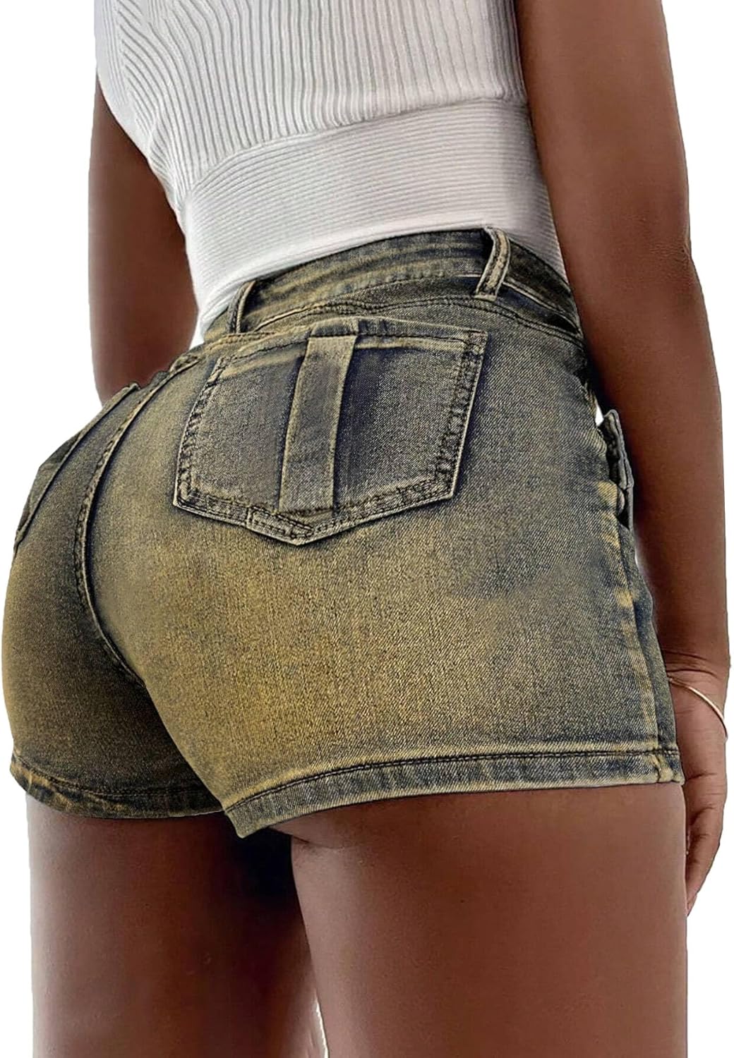 Avanova Women Denim Mini Skirt Jean Skort Sexy High Waisted Asymmetrical Stretch Short Skirts - Image 2