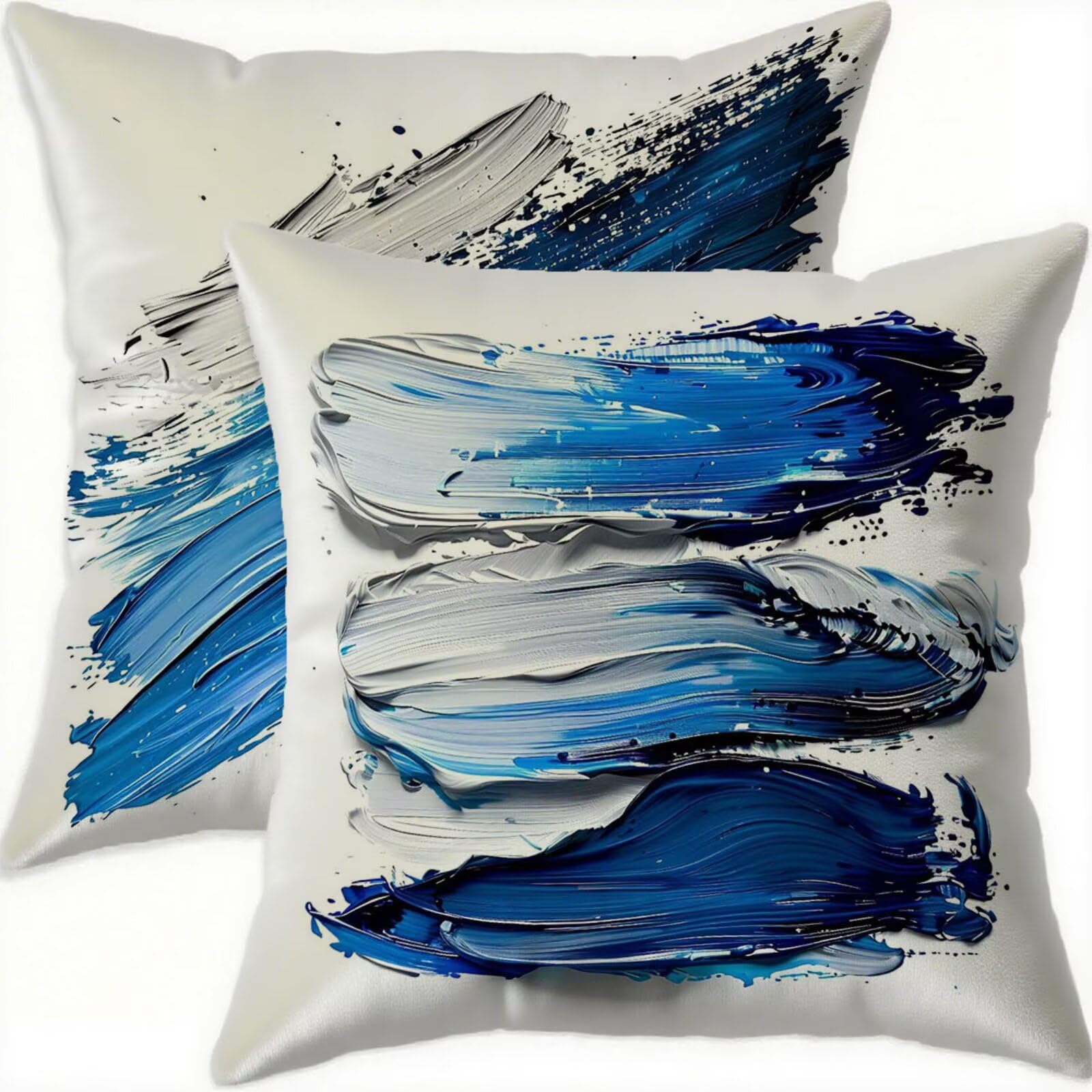 Housse coussin 70x70cm bleu velours imperméable : fini les taches sur canapé
