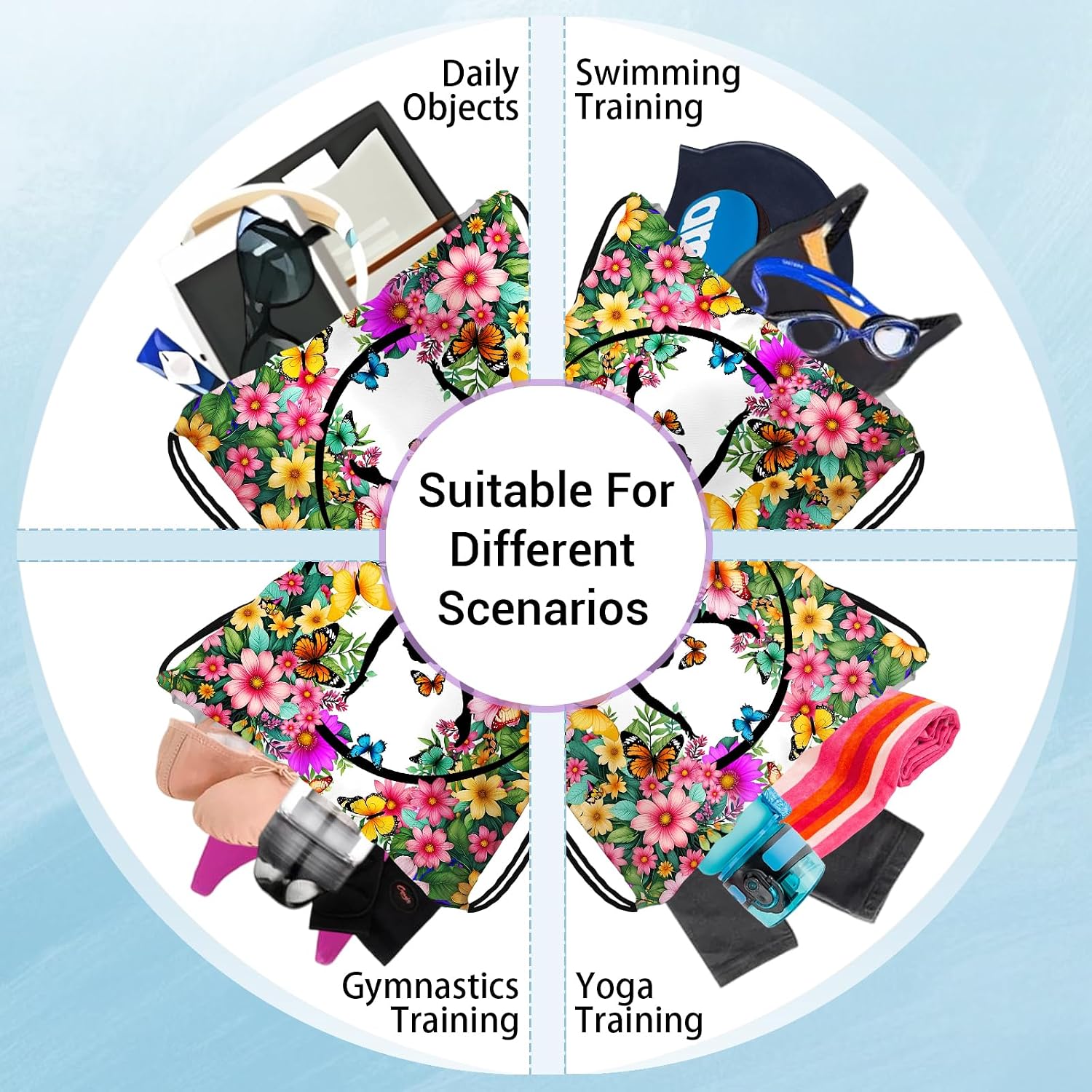 Gym Silhouette Art Grip Bag for Gymnasts Outdoor Sports Small Gymnastic Drawstring Bag