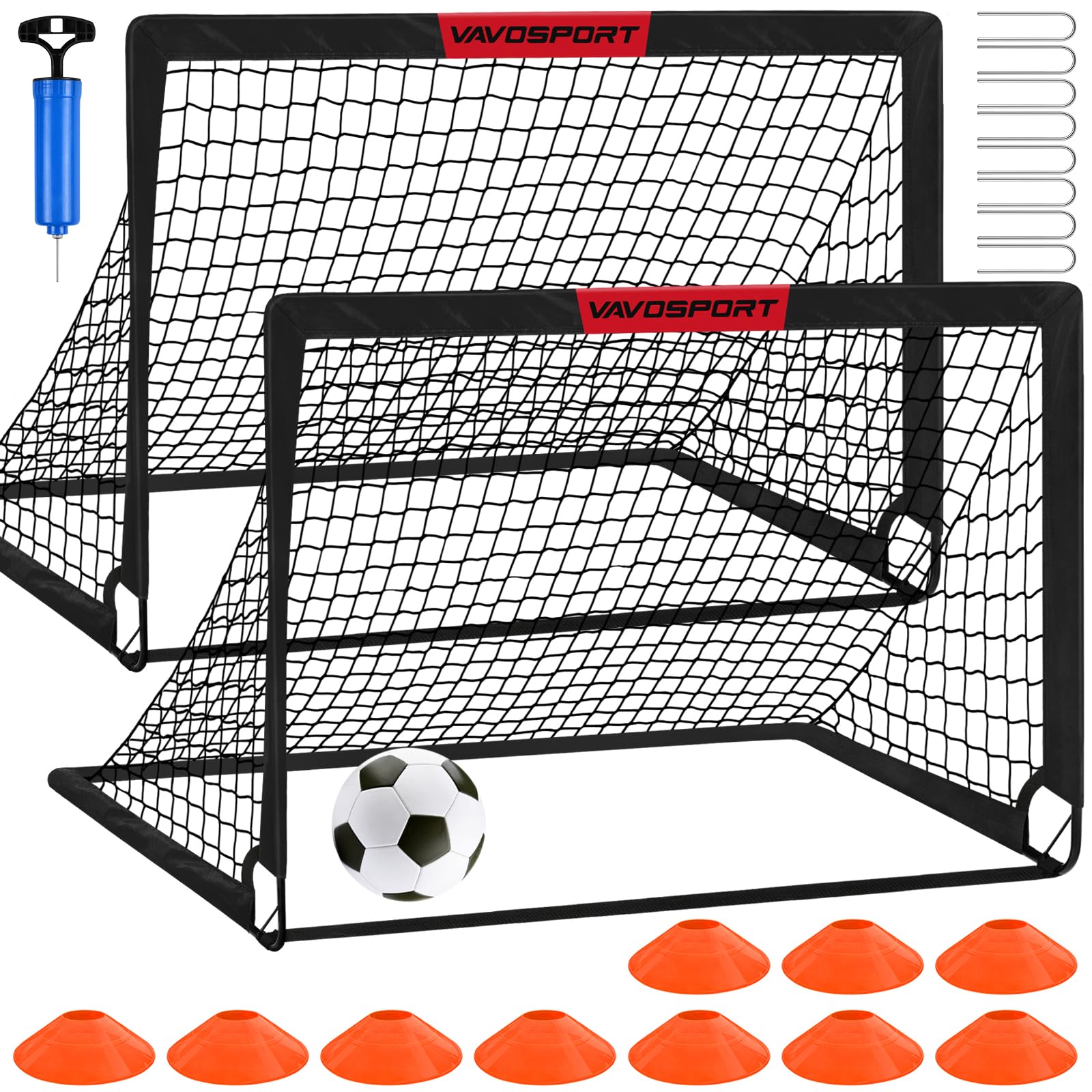 VAVOSPORT Kids Soccer Goals for Backyard Set of 2,Soccer Training Equipment