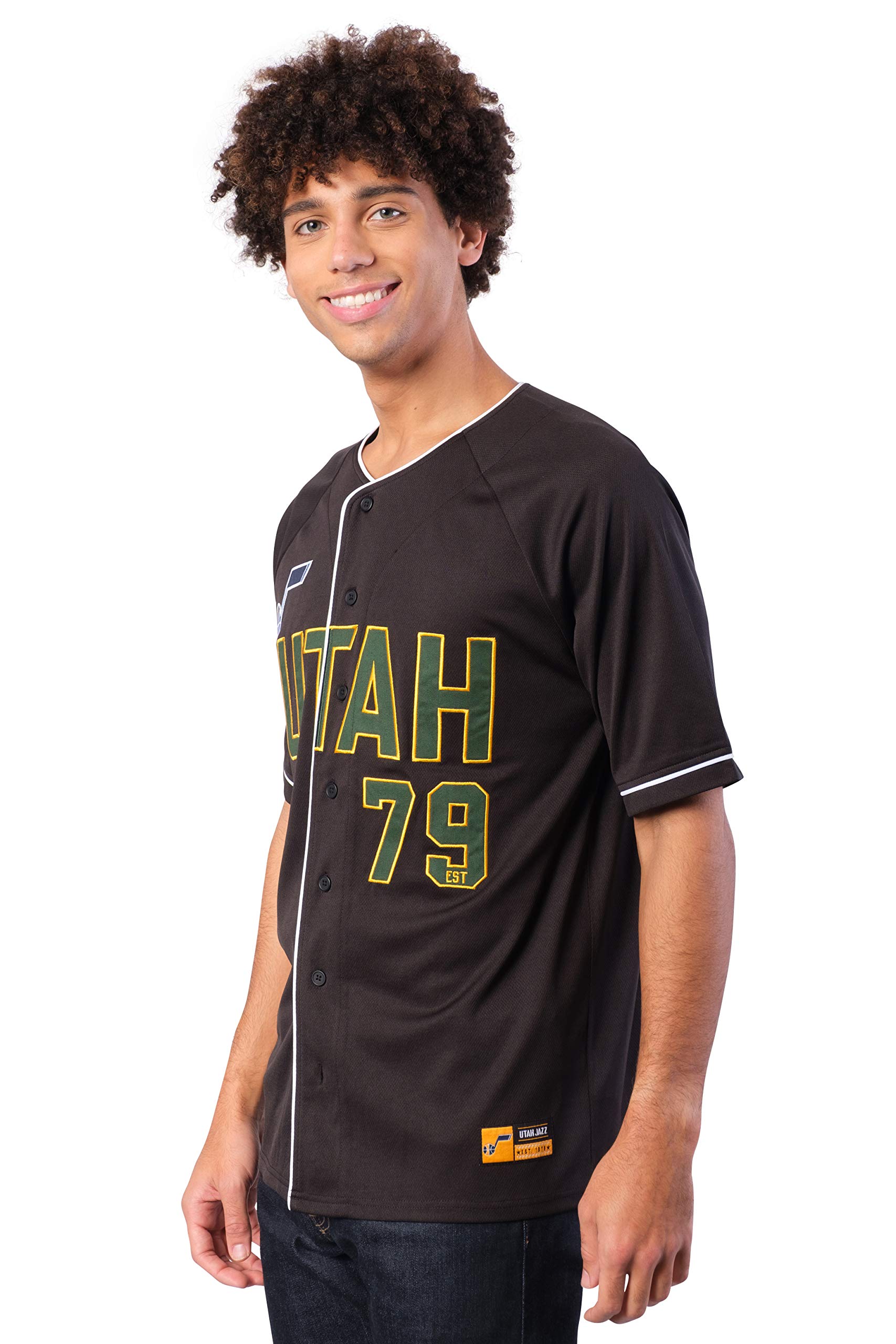 Ultra Game NBA - Maglietta da Baseball da Uomo in Maglia con Bottoni