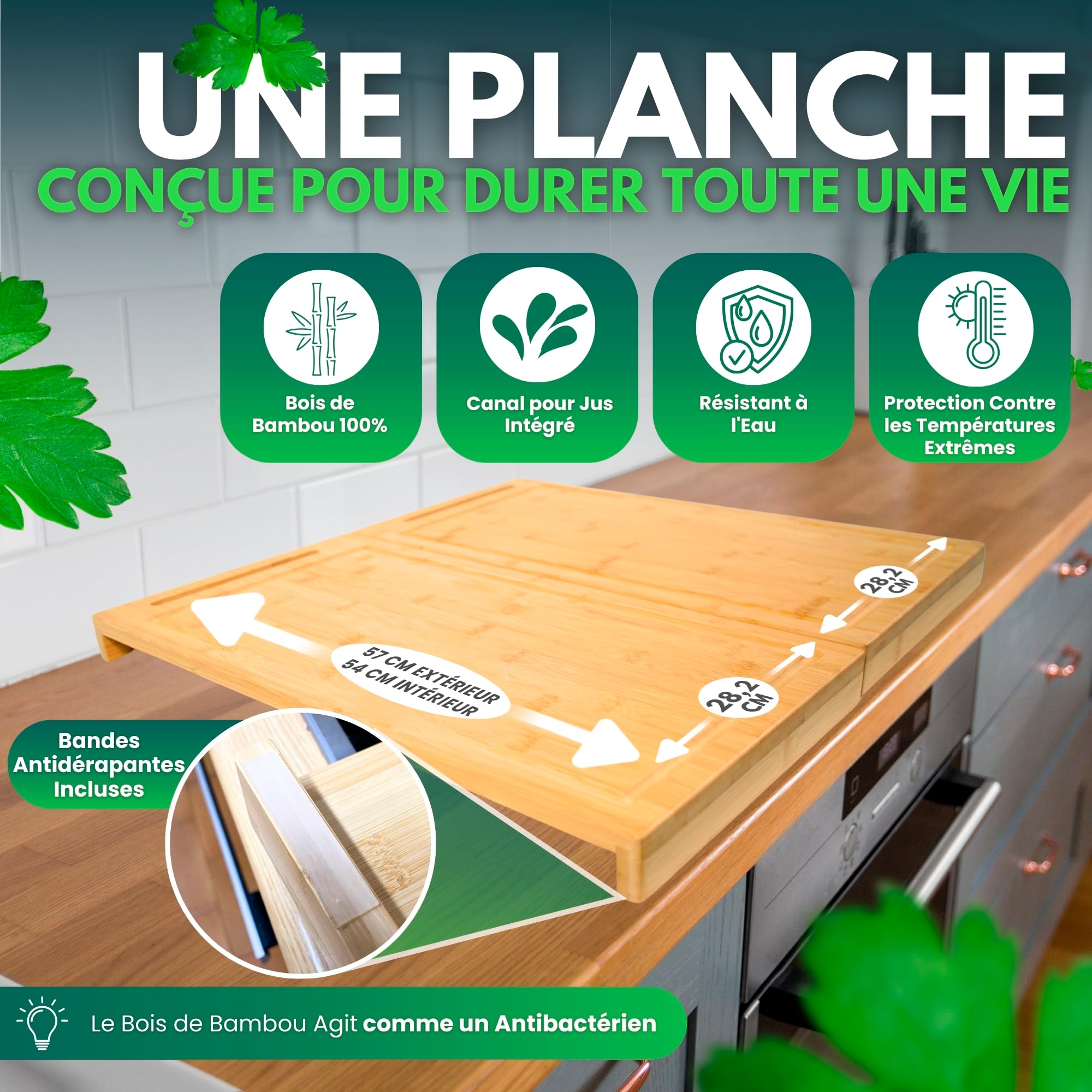 Protection Plaque Induction 100% Bambou Antidérapant - Protege Plaque Induction - Protection Plaque de Cuisson - Protege Plaque de Cuisson