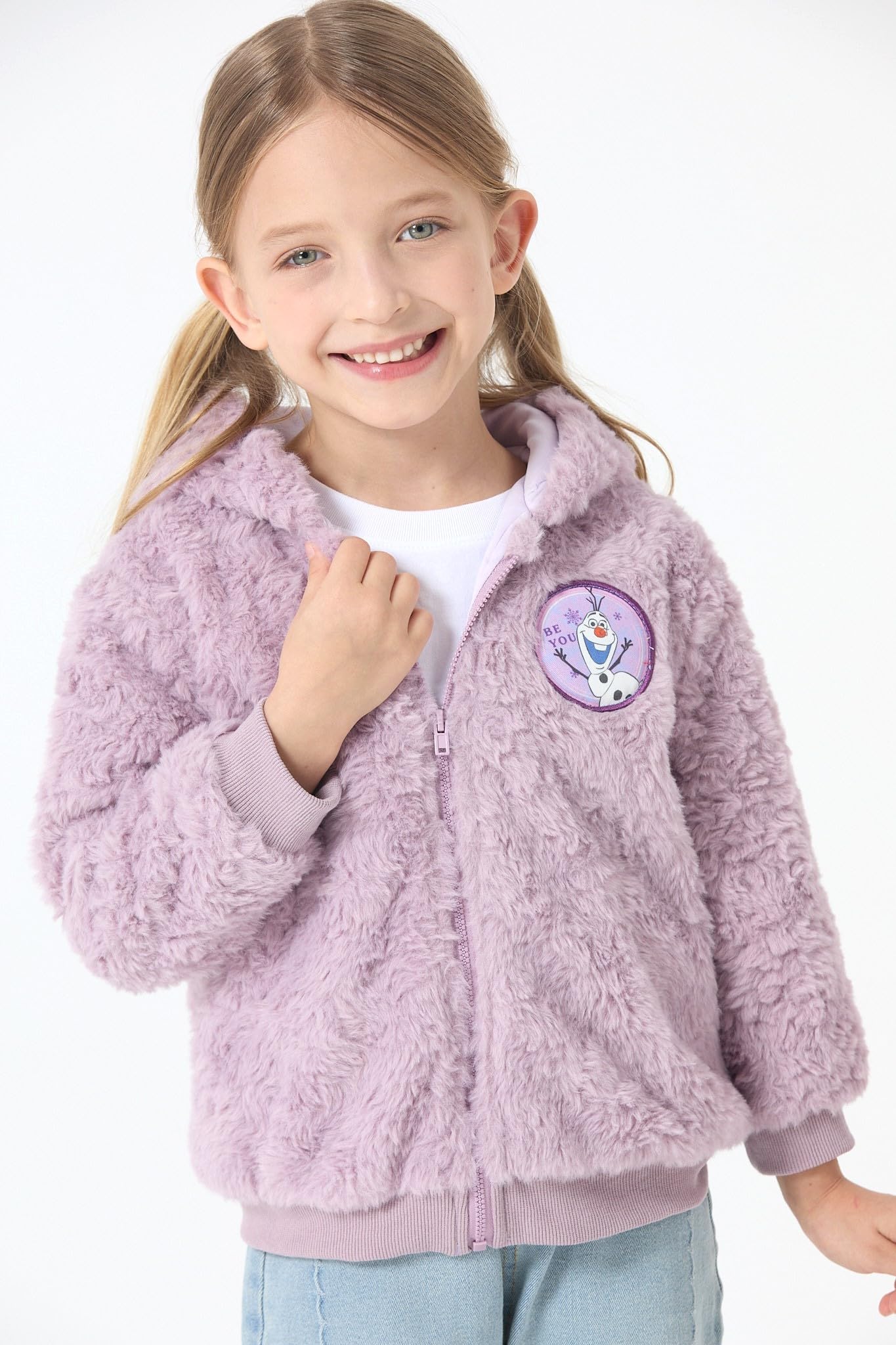 Disney Stitch Minnie Frozen Princess - Chaqueta de forro polar con cremallera Sherpa con capucha cálida para invierno, para exteriores de 2 a 13 años