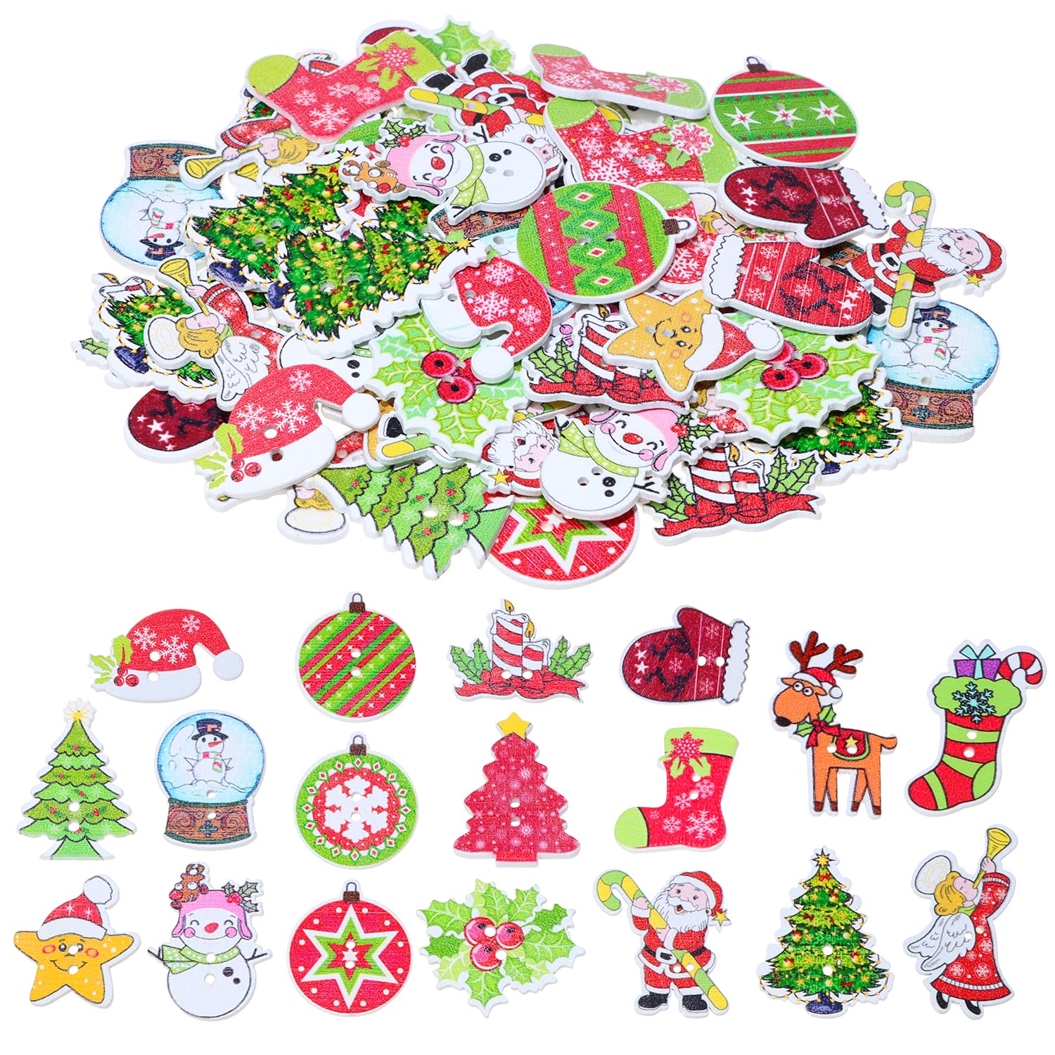 Boutons de Noël en bois pour embellir facilement vos tricots de fête et activités manuelles