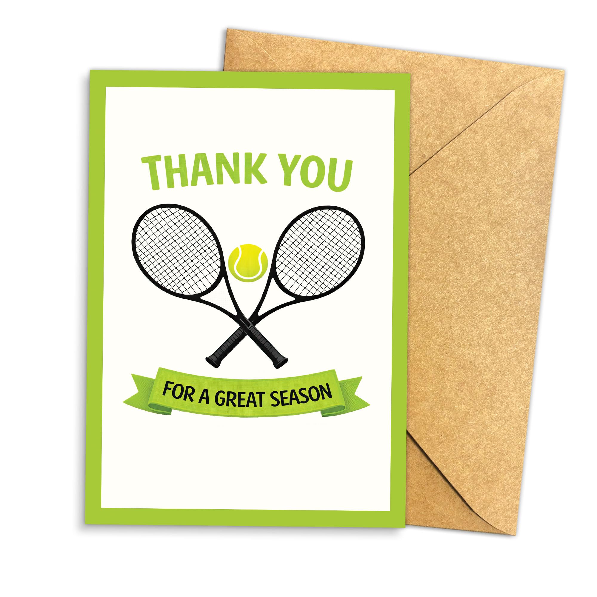 View 1 of (8x5.3 Inch) Tennis Thank You Coach Card, Tennis Appreciation Card 2