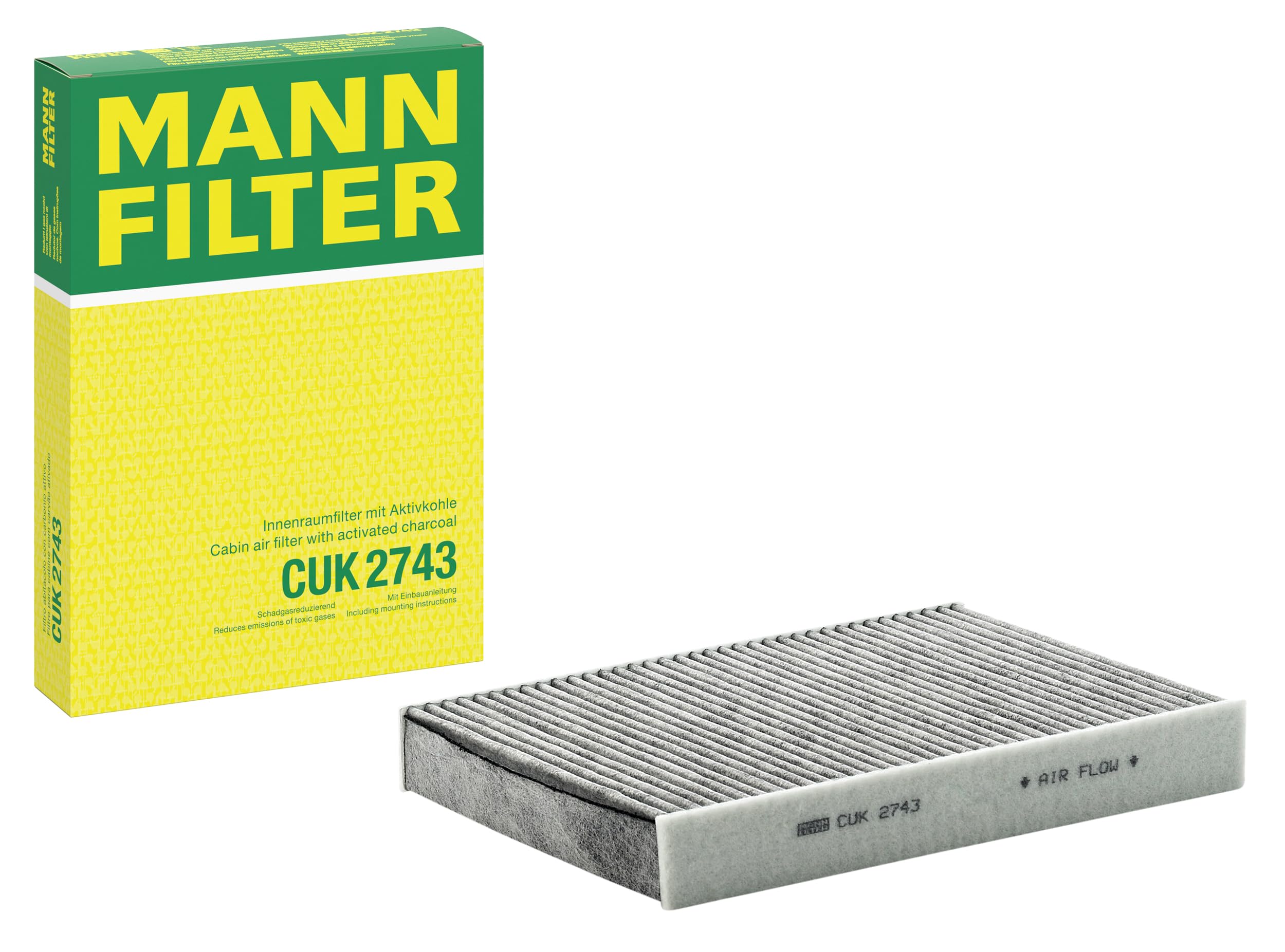 MANN-FILTER CUK 2743 Interior Filter Pollen filter with active charcoal – For passenger cars
