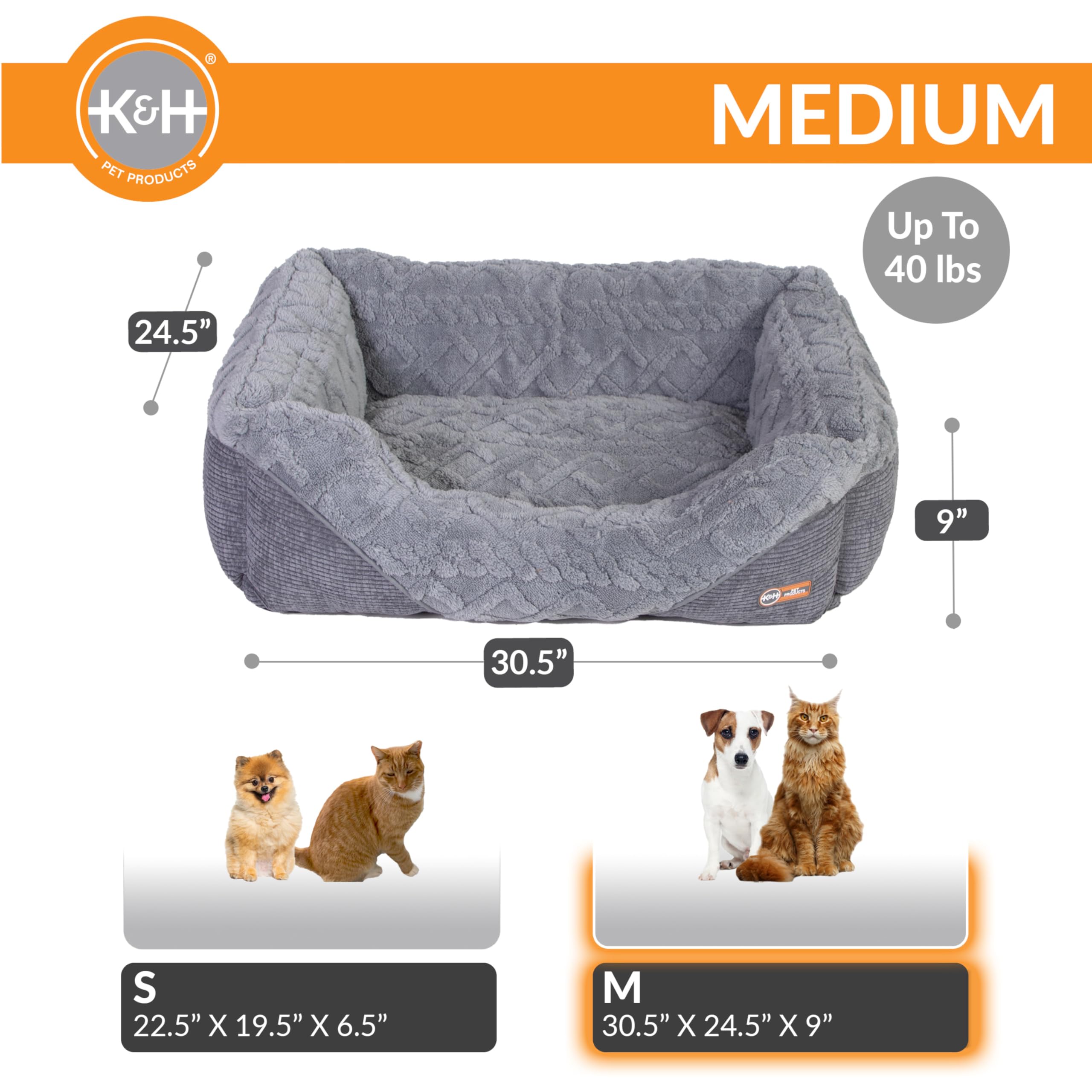 K&H Pet Products Thermo-Pet – Lit d'intérieur chauffant pour animaux de compagnie pour chiens et chats, coussin chaud et apaisant pour plusieurs ou grands chats, lavable en machine, sécurité listée