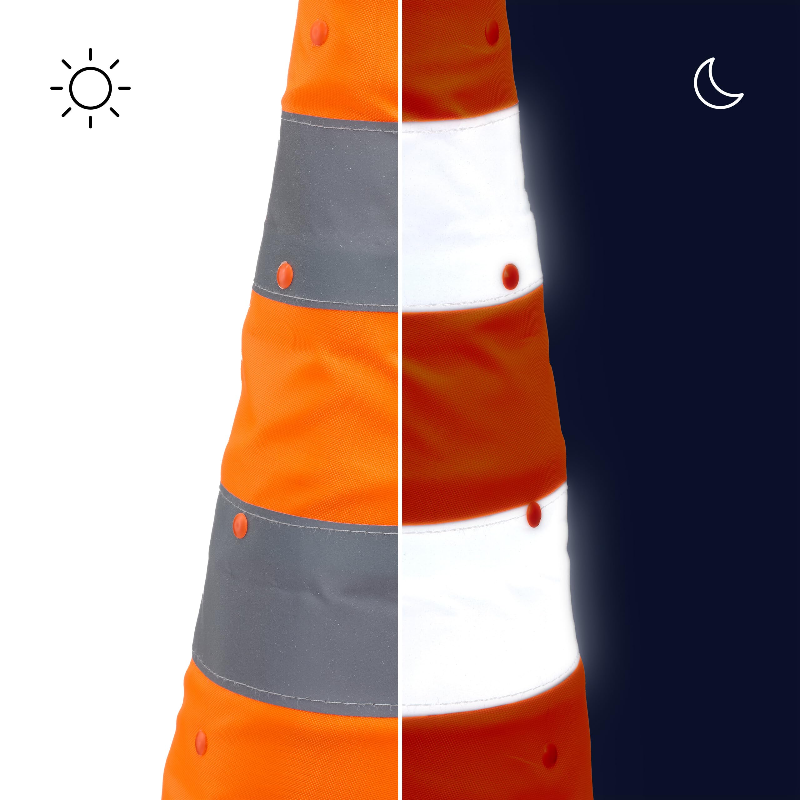 Relaxdays 4 x cônes Pliables, Bandes réfléchissantes, cônes de signalisation avec Sac, H x L x P : 70 x 29 x 29 cm, Orange, en Set