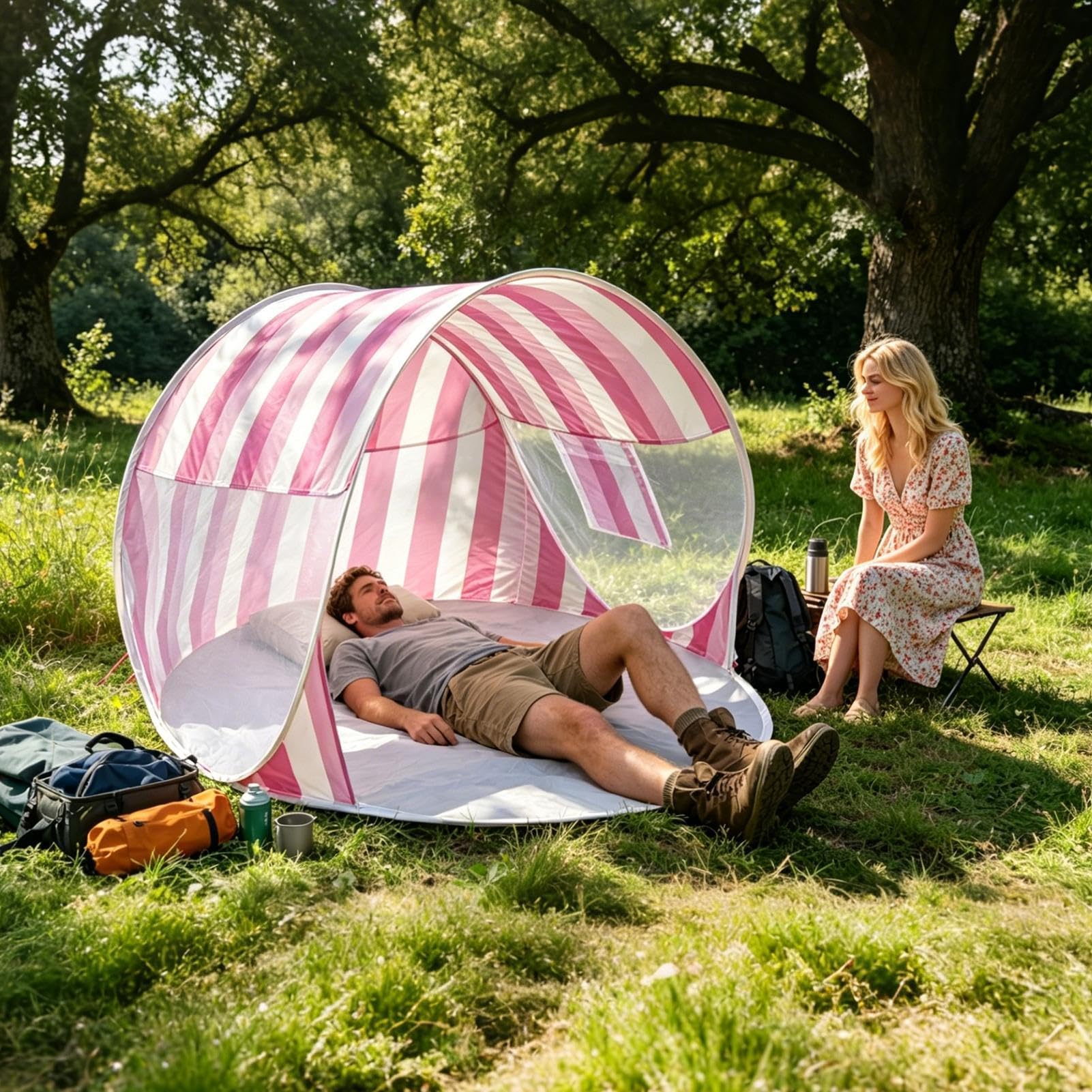 Tenda da spiaggia, protezione UV per 2-3 persone, con borsa pieghevole portatile, tenda da spiaggia facile da montare, per parco prato, uscite da giardino, campeggio, pic-nic, viaggi