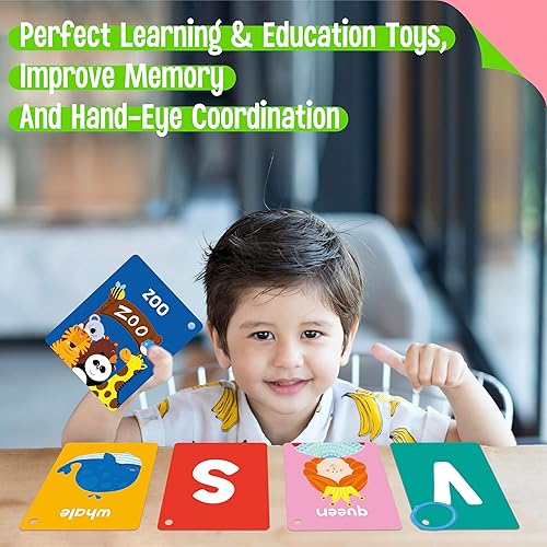 Miniatura 68 de 51 tarjetas cognitivas españolas para bebé, impresas de doble cara 7 en 1, tarjetas coloridas del alfabeto, números, alimentos, animales, formas