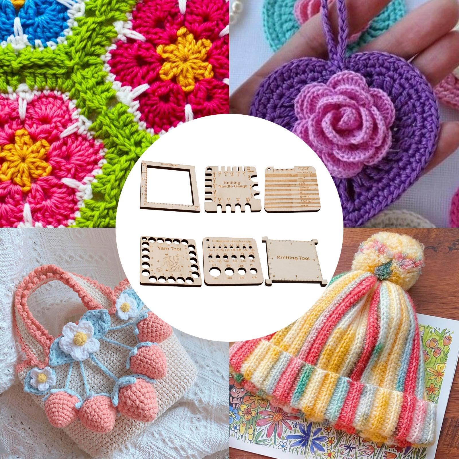 Misuratore Per Ferri Da Maglia In Legno - Calibro, Righello, Multifunzione Per Lavoro A Maglia - Foto 3