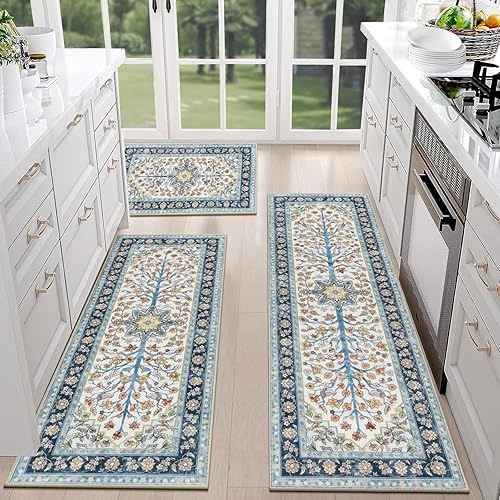 Miniatura 12 de HEBE - Juego de 3 alfombras de cocina estilo granja antideslizantes y lavables, alfombras de cocina y tapetes para piso, alfombras de cocina estilo