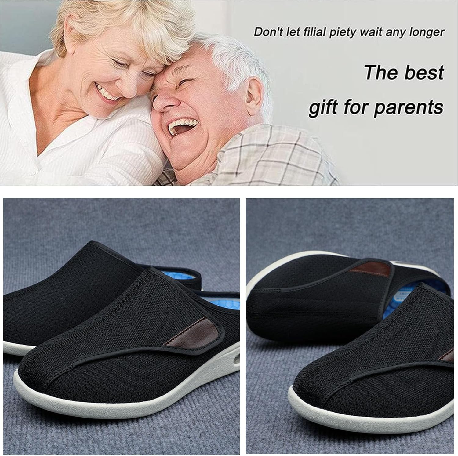 bumuam Womens Stylish Diabetic Shoes,Wide Widths Walking Edema Slippers Adjustable Strap - Ideal for Diabetes, Edema, Plantar Fasciitis, and Swollen Feet Men 7.5/Women 8.5