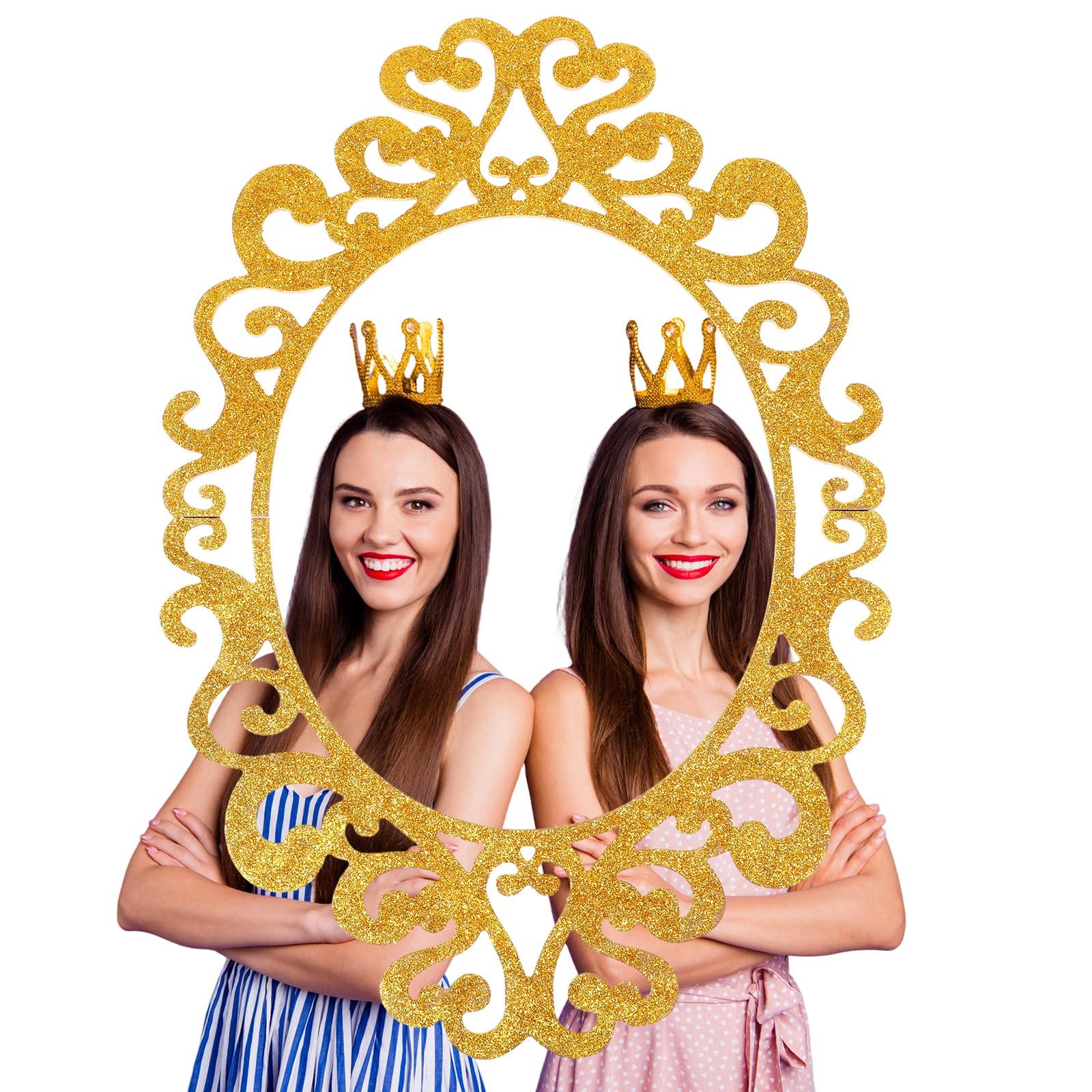 Photo 1 of AceOrbit 24 x 16 Inch Wooden Gold Foil Princess Party Decor Photo Frame, Elegant Vintage Victorian Princess Party, Backdrop Prop for Halloween Birthdays Weddings(Oval)