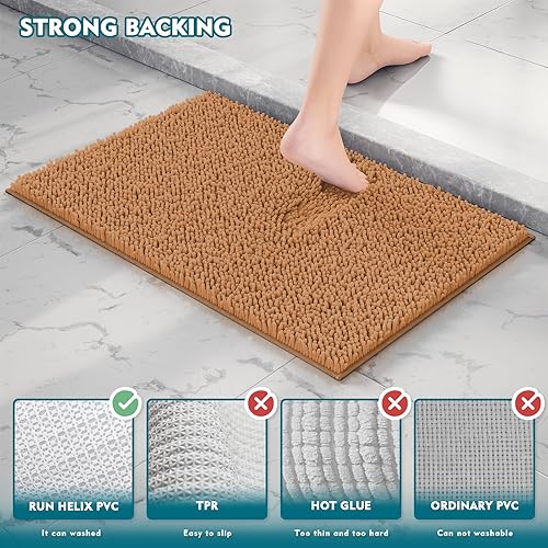 Miniatura 189 de Juego de 3 alfombras de baño extrasuaves y absorbentes, alfombras de baño de felpilla, alfombra de felpa antideslizante, juego de baño con alfombras