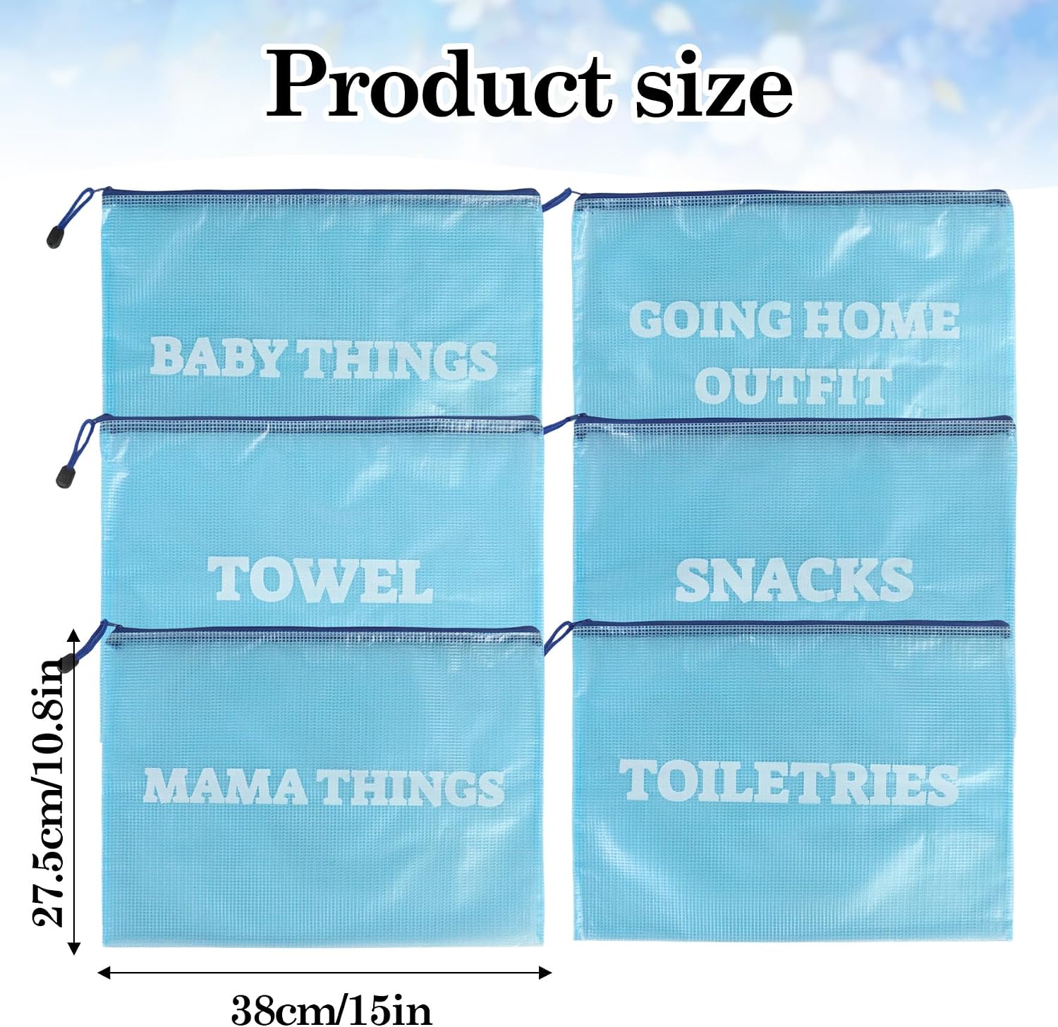 Klmnop 6 Pack Hospital Bags for Labor and Delivery, Maternity Essentials Diaper Organizer Set for Expectant Moms Maternity Hospital Stay, Mom's Travel(Blue)