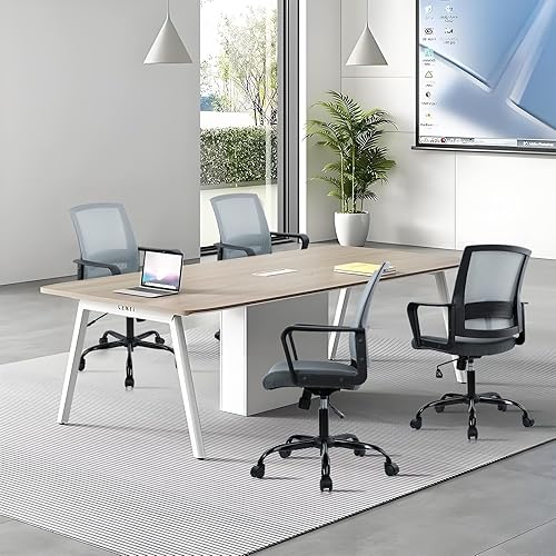 Miniatura 8 de CLATINA Silla ergonómica de escritorio de oficina, silla de oficina de malla con soporte lumbar ajustable, cómodas sillas de trabajo para
