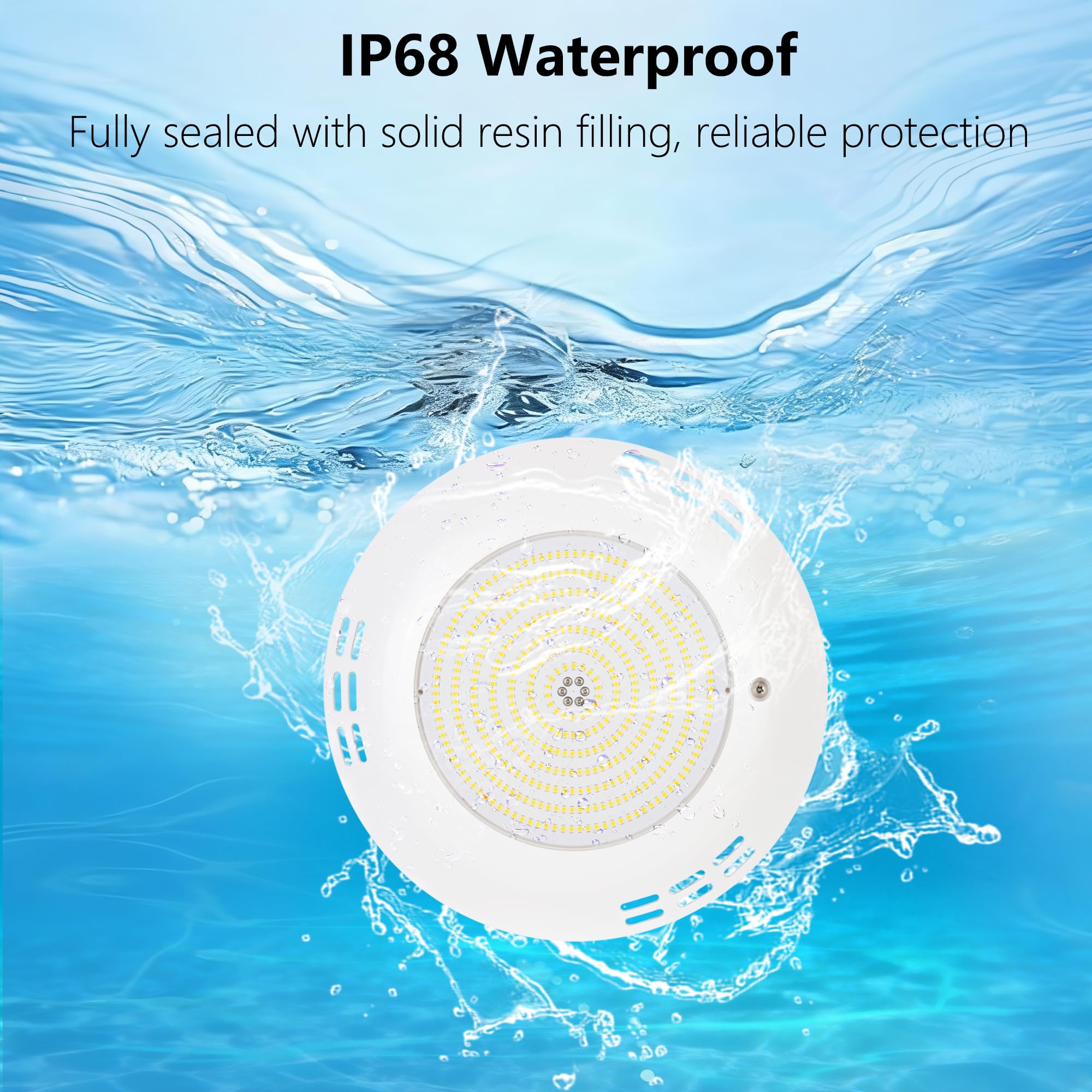 35W Foco Piscina LED RGB de Superficie, Lámpara Piscina Multicolor Regulable 1400lm, Ø275mm, Temporizador 2/4/6H, Luz Piscinas Impermeable IP68 Relleno Resina con Control Remoto, 12V AC