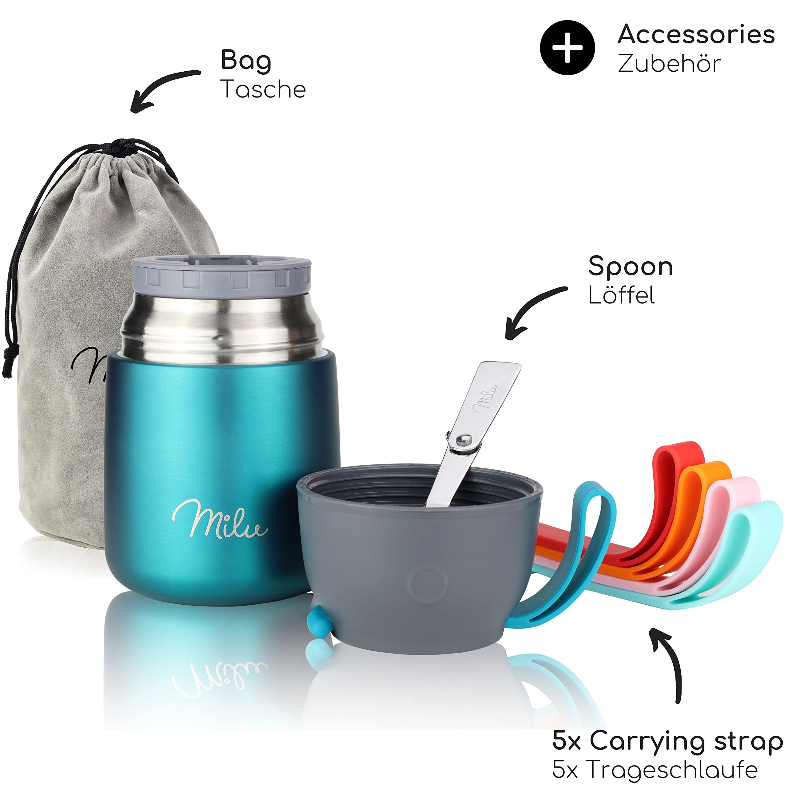 Thermos Stainless King Food Jar 0.47L – Midnight Blue, Keeps Soup Hot/Cold For Hours, Includes Spoon, Dishwasher Safe