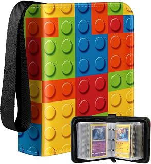 Lotadilo for 1 Pocket Card Binder Mini Size for 80 Cards - Small Trading Card Collection Album Folder Lightweight Portable Building Blocks Design for Men Boys Teens Kids for Sports Cards Game Cards