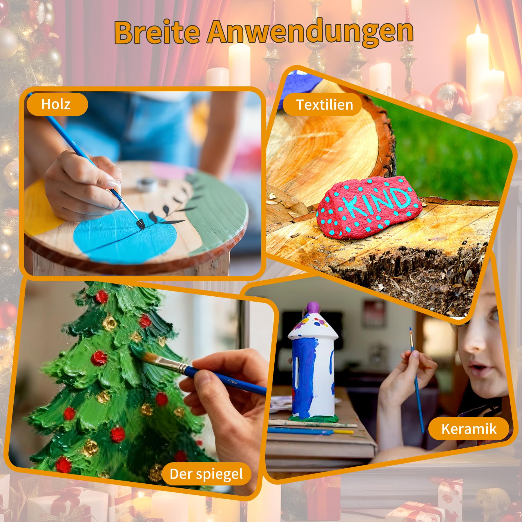 YAOBLUESEA Set di penne candela 12pcs 30ML Set di pittura a candela 3 Pennelli 1 Spugna 2 Adesivi Regalo Candela DIY 4 Effetti di Colore Regalo di Compleanno di Natale Decorazione per la casa