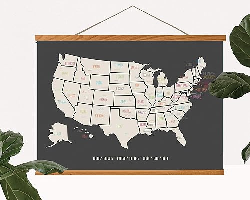 Miniatura 1 de Mapa de pasadores de Estados Unidos de 24 x 17 pulgadas, póster de Estados Unidos para marcar tus aventuras en los Estados Unidos, regalo de