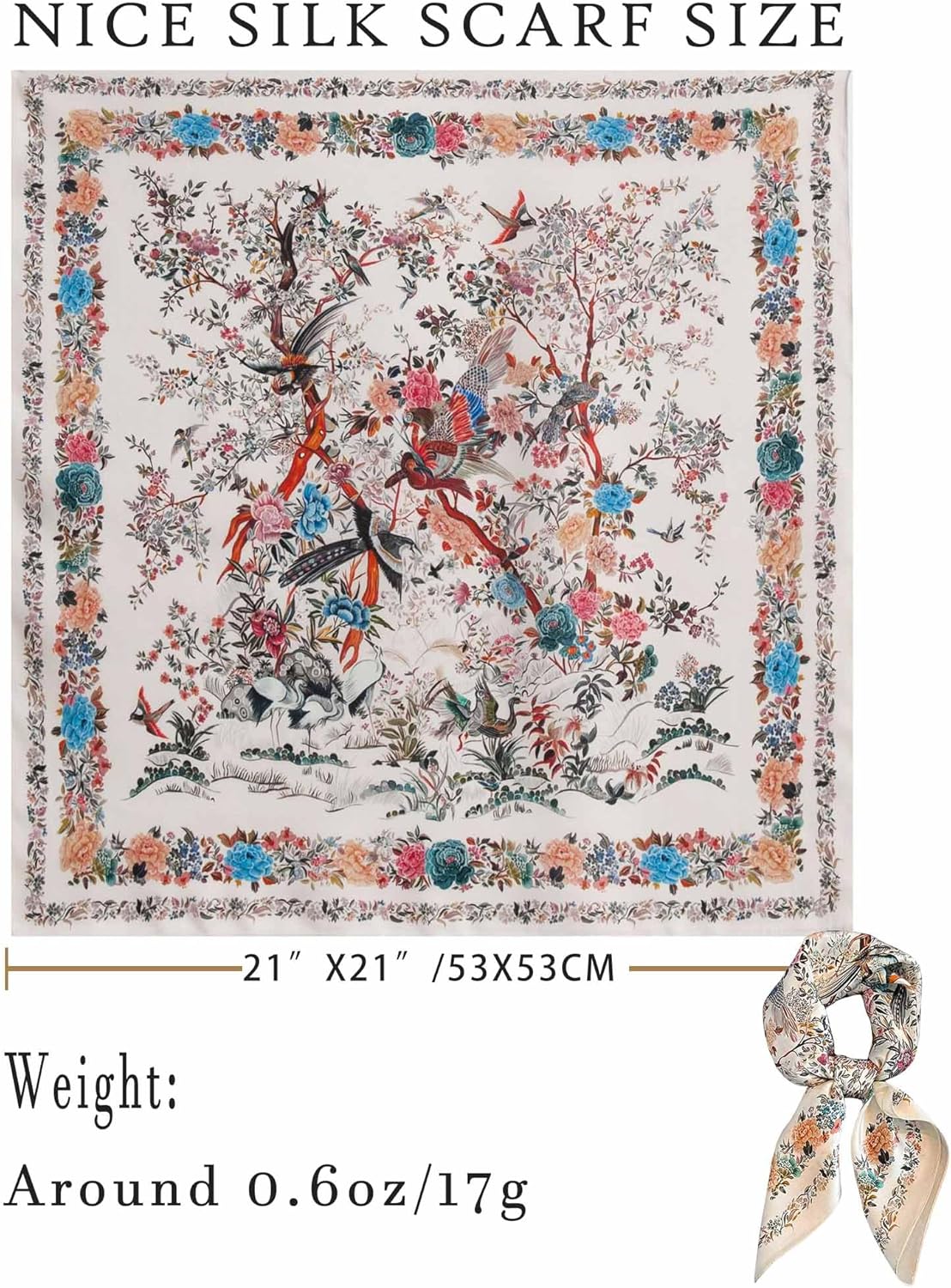 100% Mulberry Silk Scarf for Women Hair Lightweight Square Neckerchief Wrap For Head Scarves 21" - Image 2