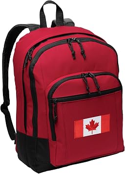 Broad Bay Canada Flag Backpack MEDIUM CLASSIC Style With Laptop Sleeve