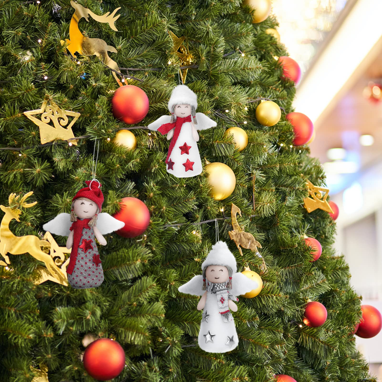 PRETYZOOM 8 Juegos Decoración Navideña Colgantes Navideños Muñecos Navideños Vine Luces De Hadas Estrella Ángel De Navidad Colgando Decoración Adorno De Ángel De Navidad Algodón 3 Piezas * 8