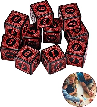 10PCS D6 Dice Set, Red Dice for RPG Games, Retro Style 6 Sided Dice