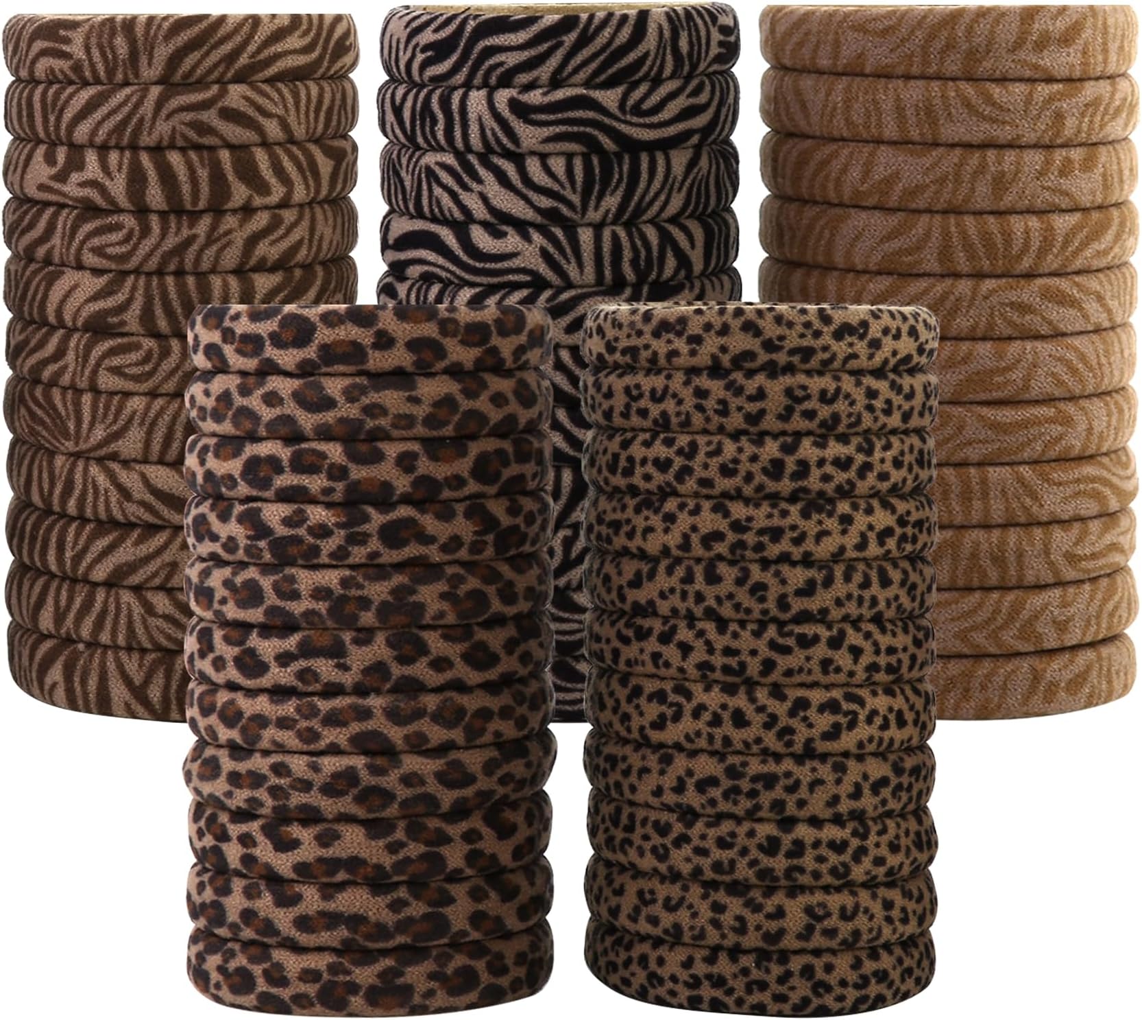 50PCS Seamless Hair Ties, Soft Ponytail Holders for Women, Nylon Large Bands, No Damage or Pull for Thick, Heavy, Curly Hair, 2 Inch Diameter, 5 Colors