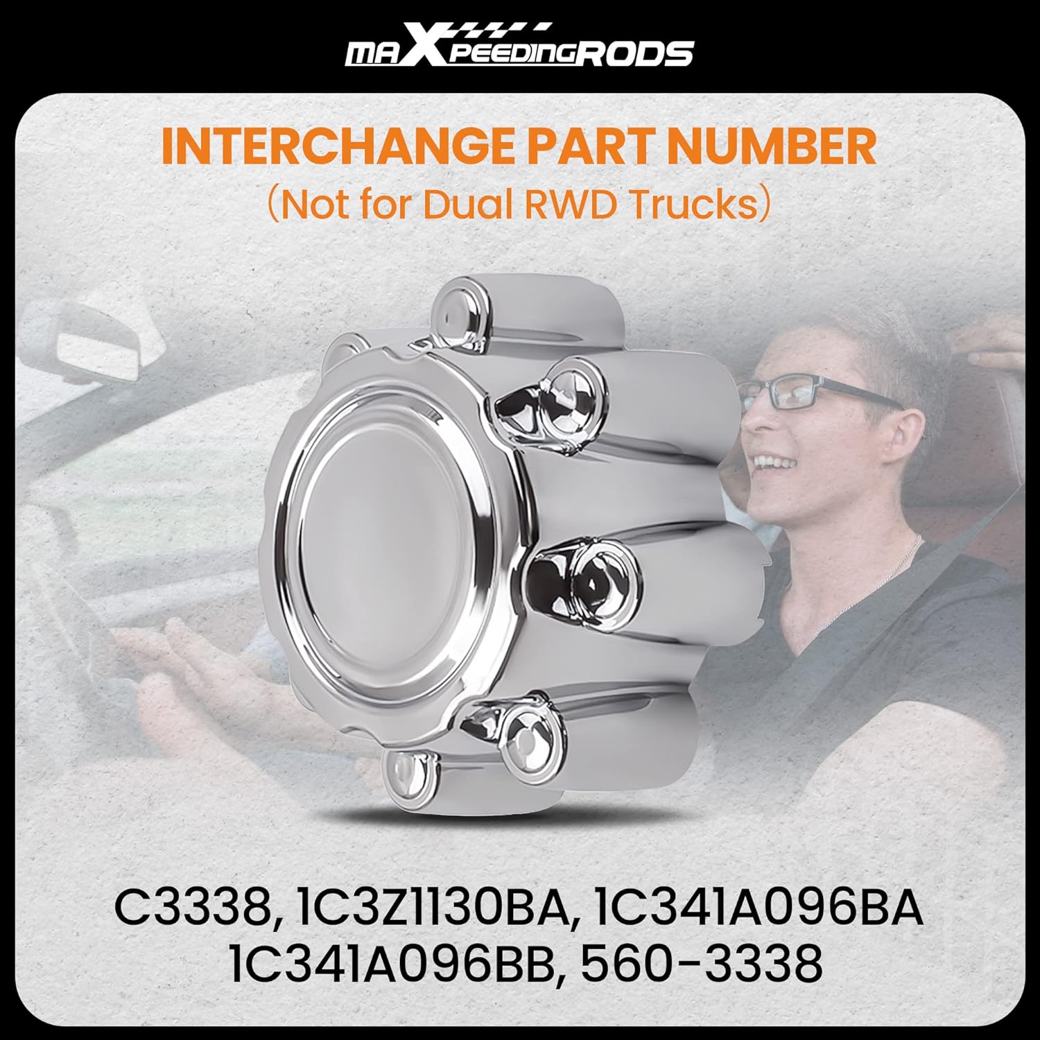 Maxpeedingrods 4pcs Wheel Center Hub Caps 8 Lug for Ford F250 F350 F-350 Super Duty 1999-2005, for Ford Excursion 2000-2005, 8.4 inch Chrome Cap for 16"& 18" Wheel Pickup 2-Door 5.4L