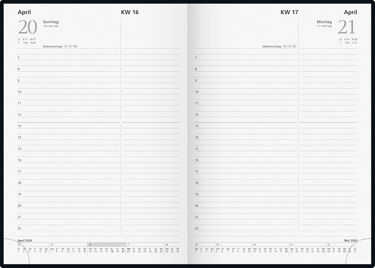 rido/idé Daily Calendar Model Executive Planner 2024 1 Page = 1 Day Sheet Size 14.5 x 20.6 cm Grey