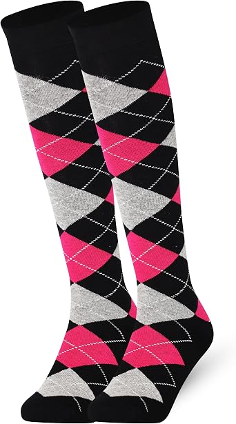 Mysocks Knee High Socks Long Golf Socks Colorful 2 Pairs Argyle Socks for Men Women