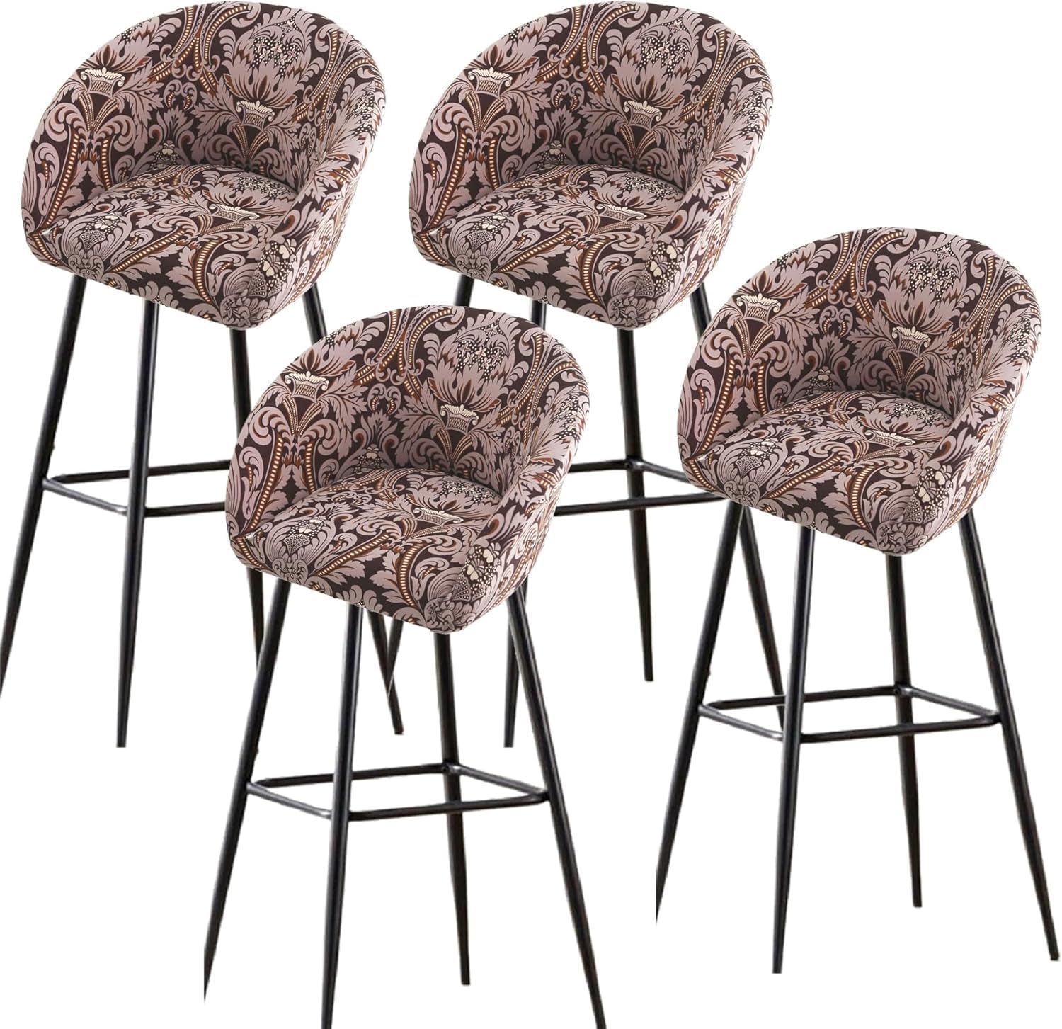 Bar Stools Cover,Short Back Chair Cover, Swivel Chair Slipcovers with Back, Stretch Bar Stool Chair Slipcovers with Round Backs Arms Curved Accent,Counter Bar Stool Cover for Armchair,Kitchen(H20,4PCS
