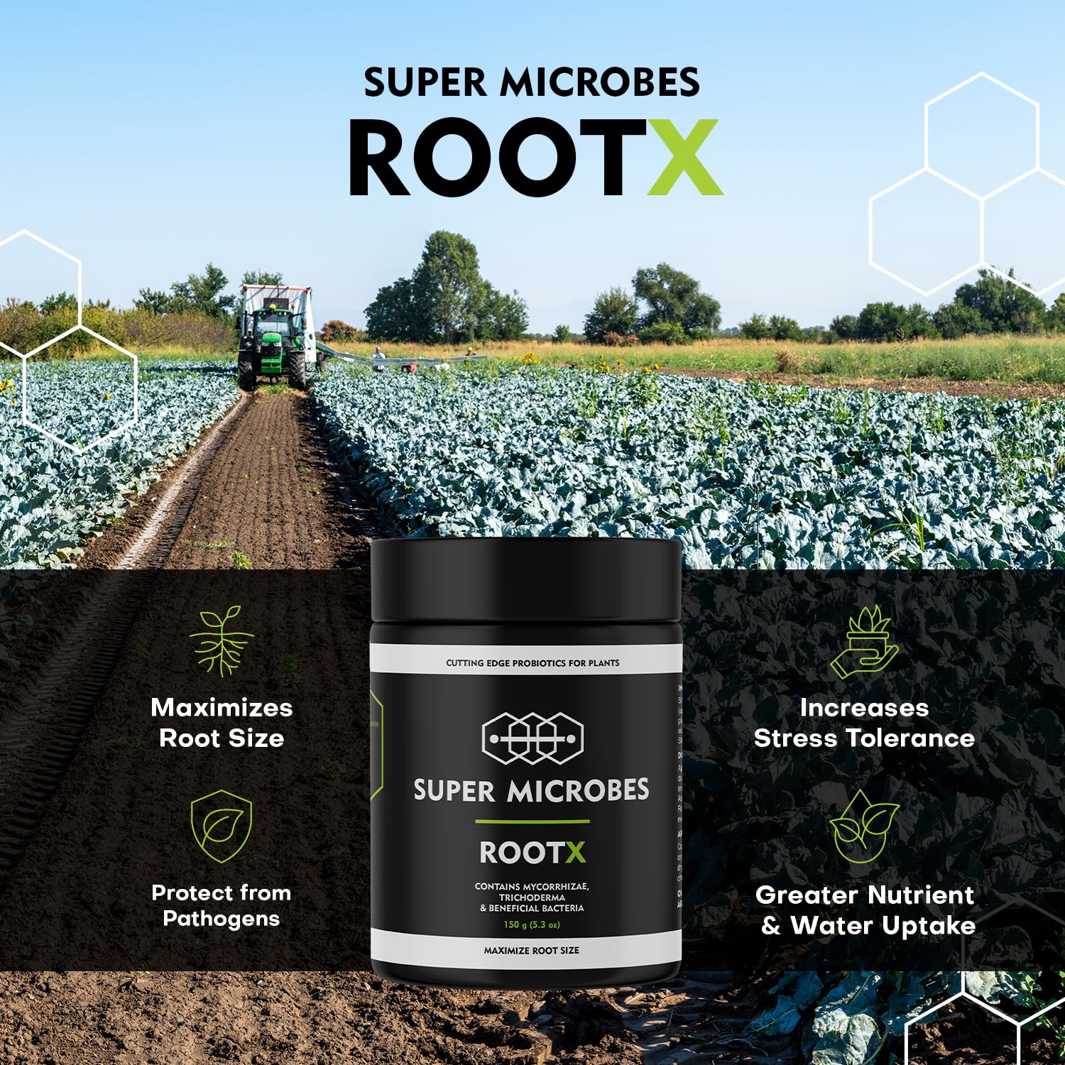 RootX - Premium Bewurzelungspulver für Stecklinge von Grünpflanzen | Speziell formuliert für blühende und knospende Pflanzen | Enthält Mykorrhizapilze, Trichoderma und andere nützliche Bakterien 150GR