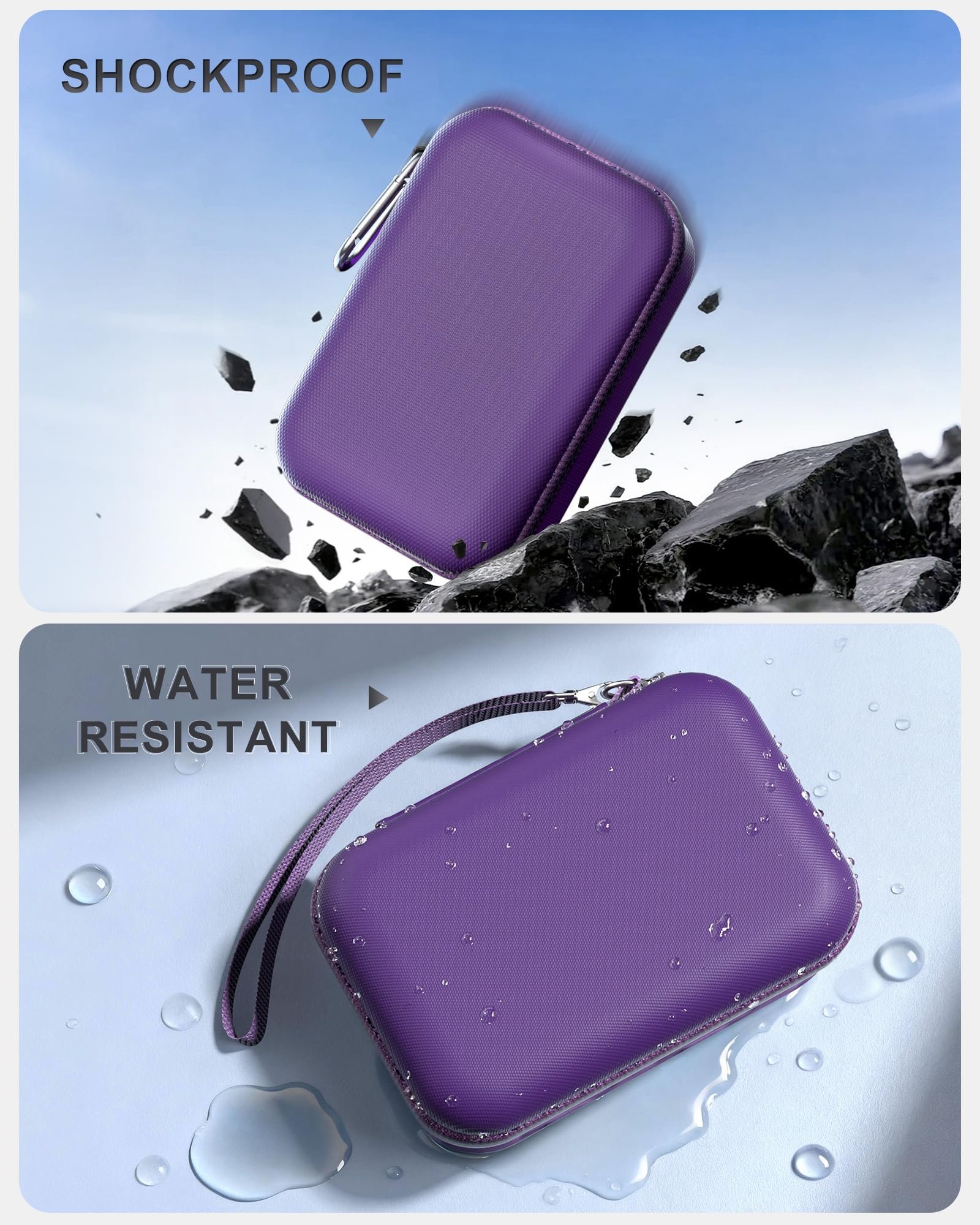 ProCase Custodia da Viaggio per JBL Go 4 /Go 3/Eco Ultra/Go Essential 2, Custodia Protettiva per JBL Mini con Taschino Rete e Cinturino -Viola