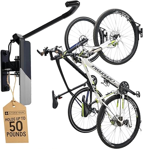 Vista 8 de StoreYourBoard Bike Swivel Rack – Wall Mounted Garage Bike Storage, Vertical Bike Rack with 120° Swivel Hanger & Stopper – Space-Saving Bike Rack