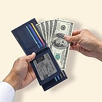 Vista 100 de Carteras RFID delgadas para hombres - Cartera de bolsillo frontal de piel genuina Marrón vintage