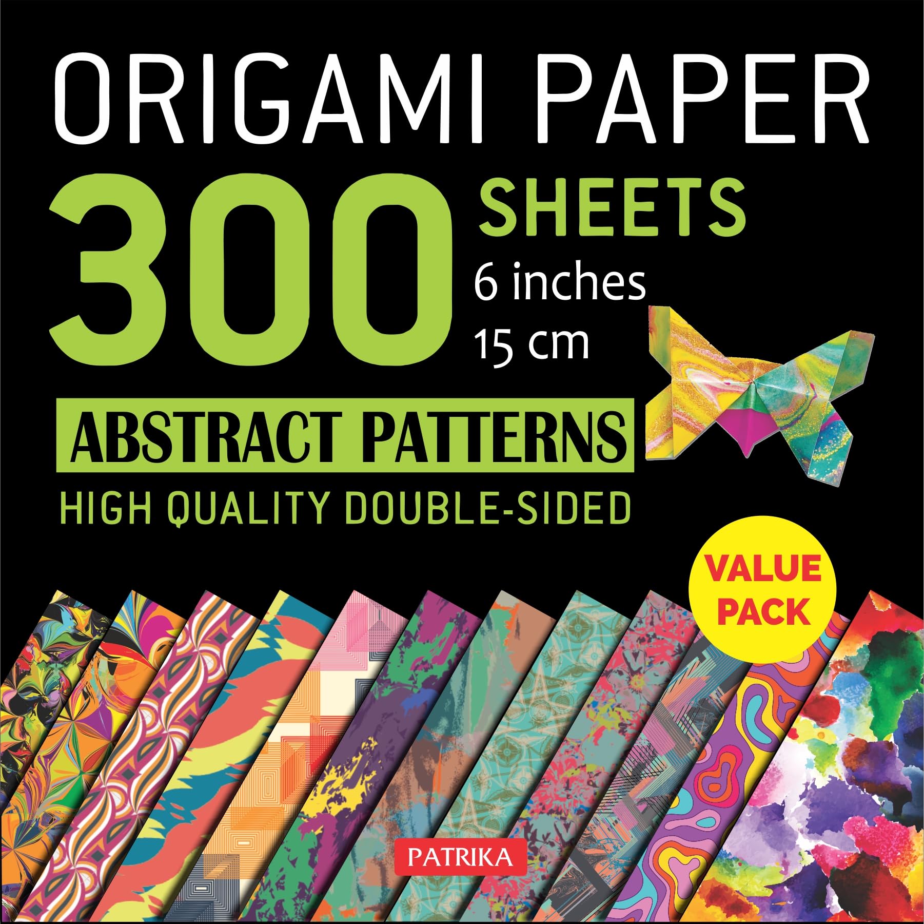 Origami Paper 300 sheets Abstract Patterns 6" (15 cm): Double-Sided Origami Sheets with 12 Different Designs (Instructions for 13 Projects Included)